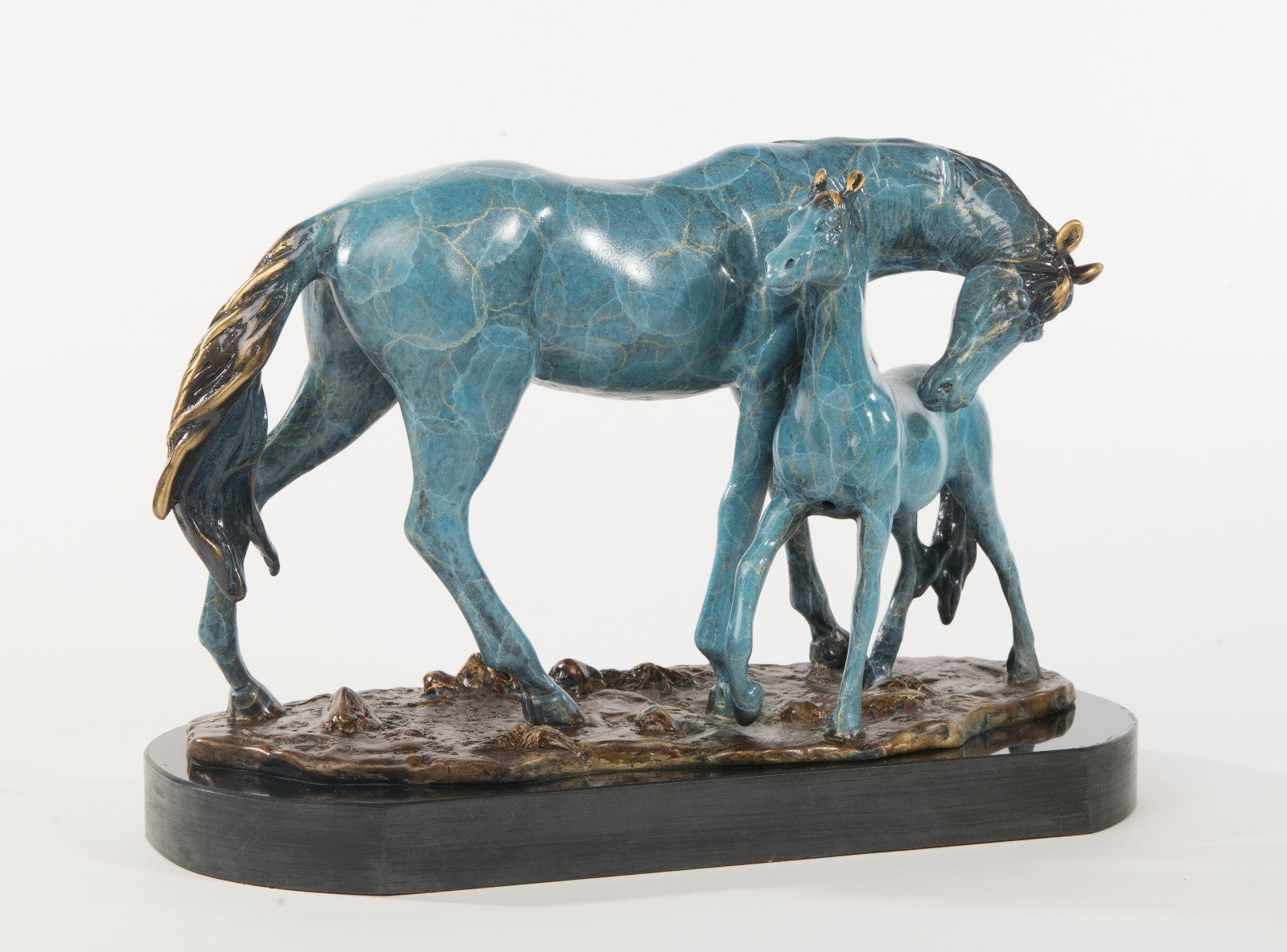 Horse Lover Foal Mother Barn Farm Ranch Art Bronze Marble Statue Trainer Gift