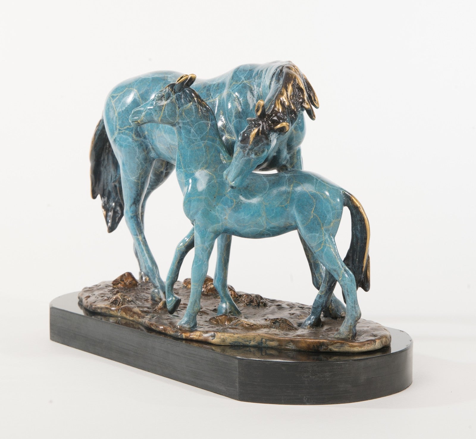 Horse Lover Foal Mother Barn Farm Ranch Art Bronze Marble Statue Trainer Gift