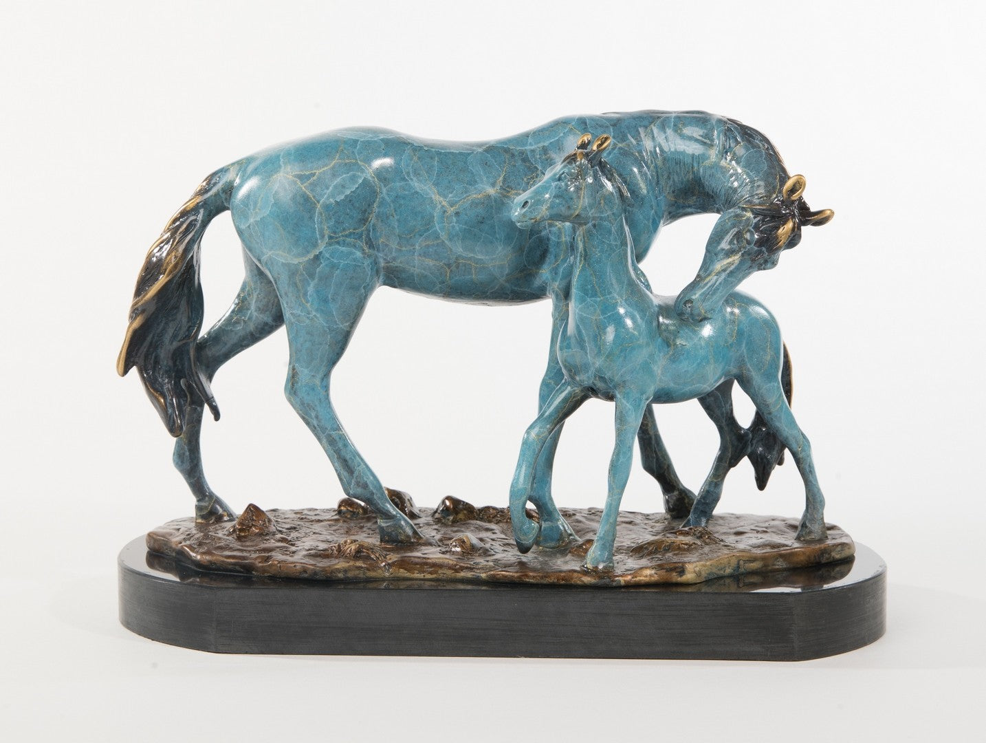 Horse Lover Foal Mother Barn Farm Ranch Art Bronze Marble Statue Trainer Gift