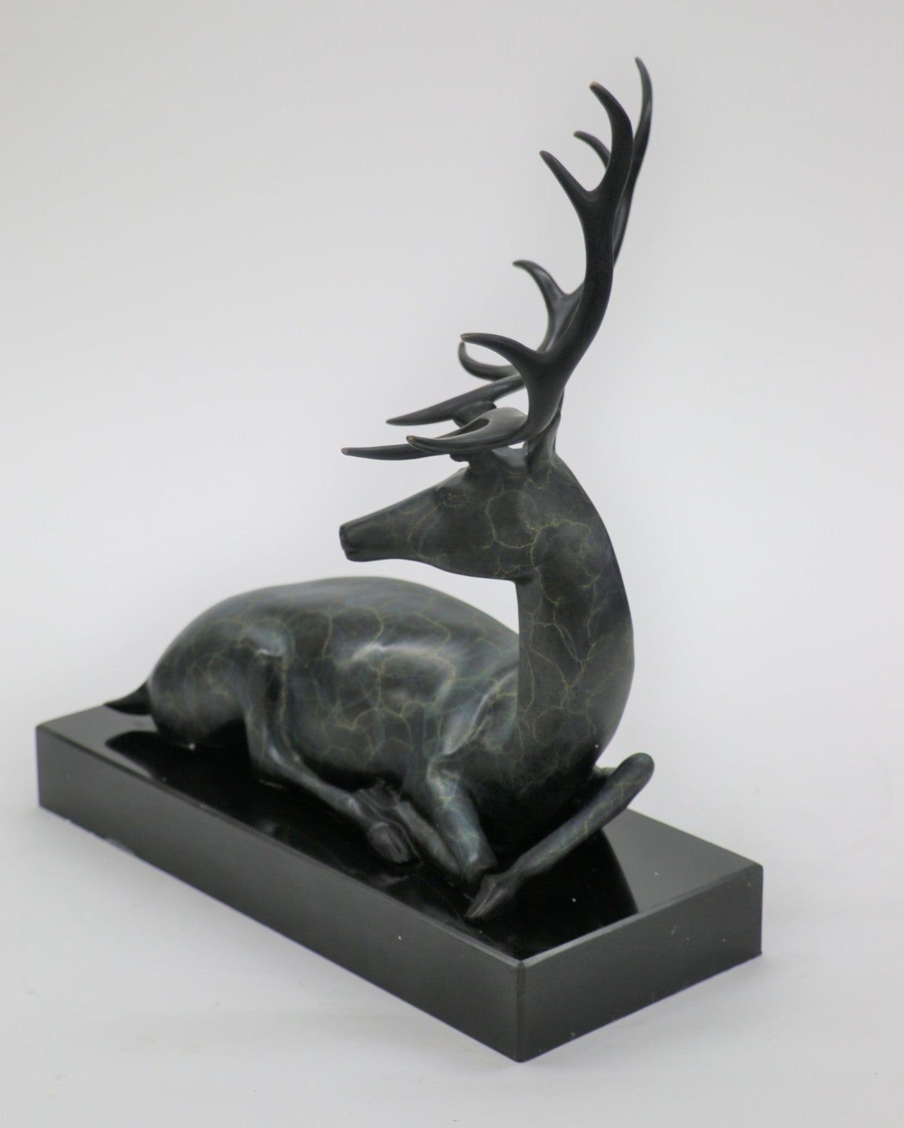 Real Bronze Statue on Marble Deer Stag Buck Award Hunter Trophy GIFT Sculpture