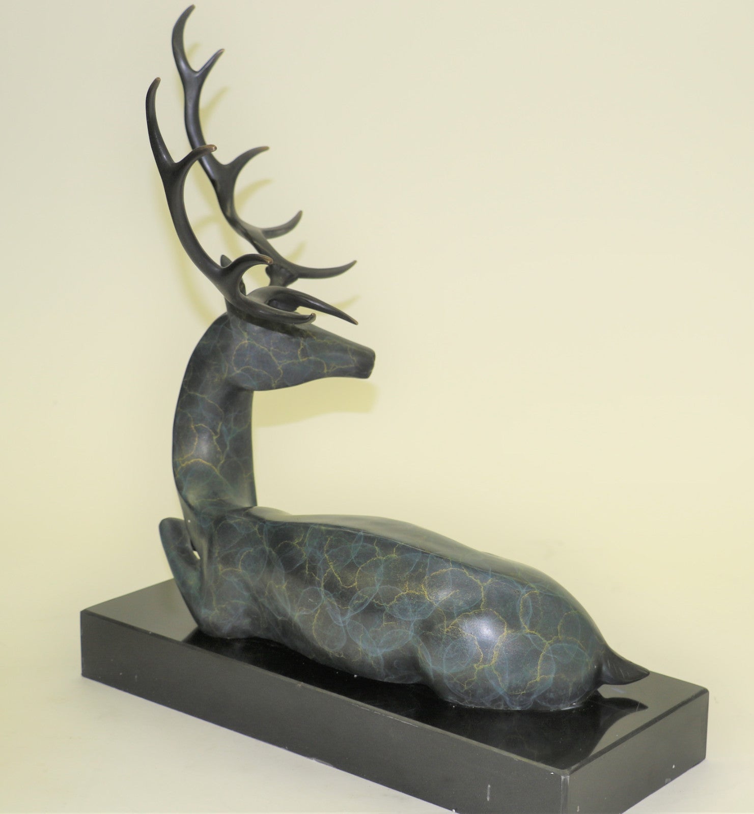 Real Bronze Statue on Marble Deer Stag Buck Award Hunter Trophy GIFT Sculpture