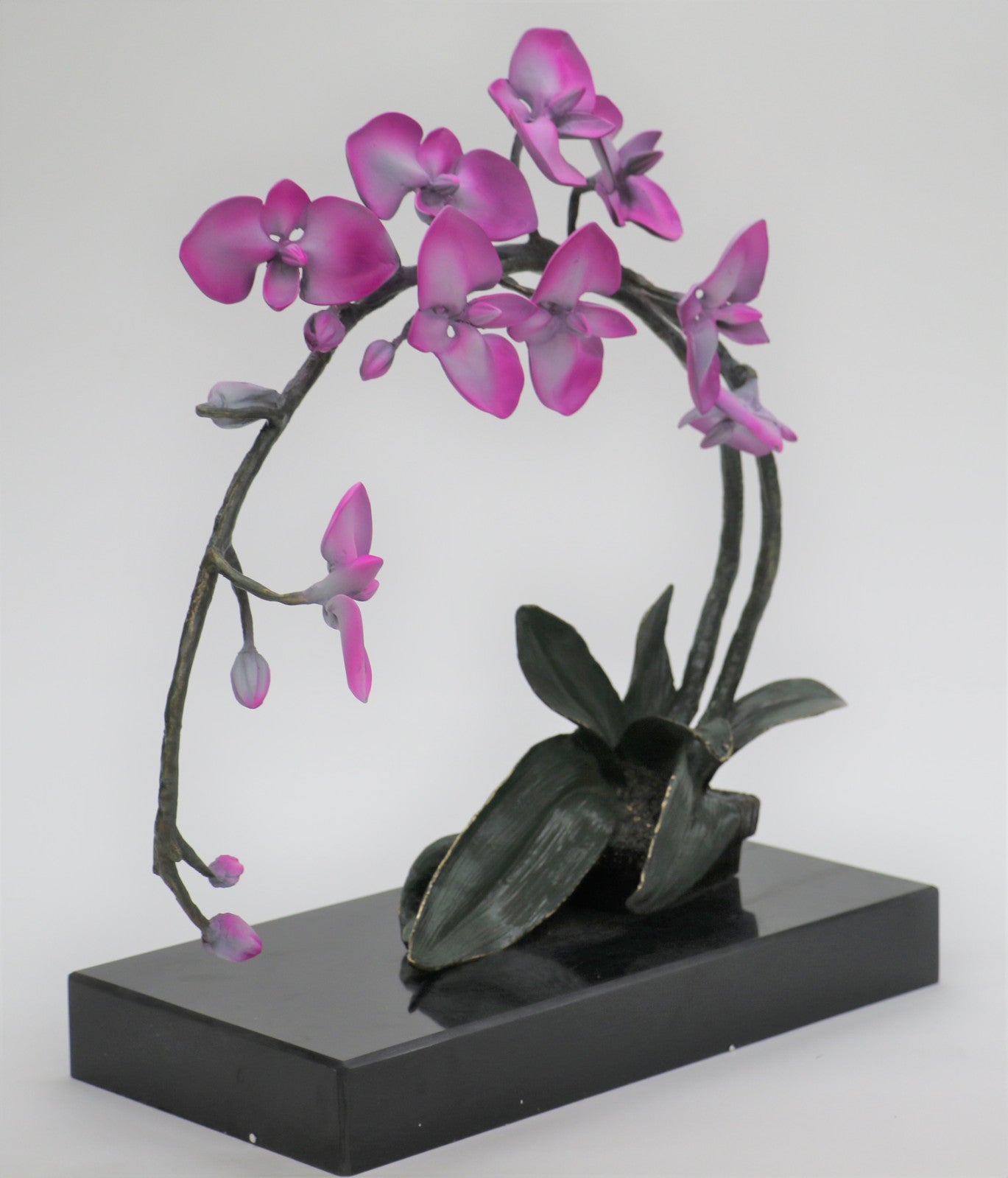 Exquisite Extra Large Collector Edition Orchid Flower Bronze Sculpture Statue