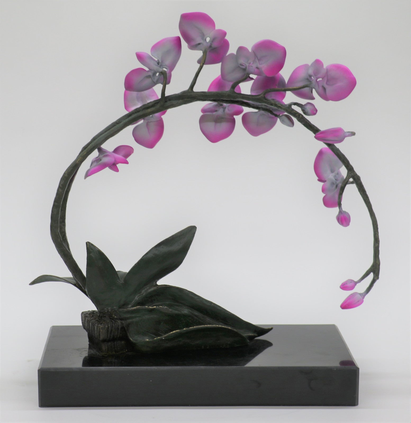 Exquisite Extra Large Collector Edition Orchid Flower Bronze Sculpture Statue