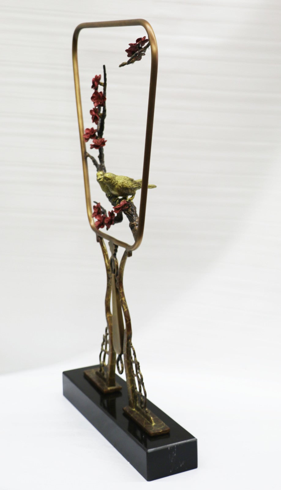 Two Love Birds Bronze Sculpture Marble Base Statue Figurine Handcrafted Gift NR