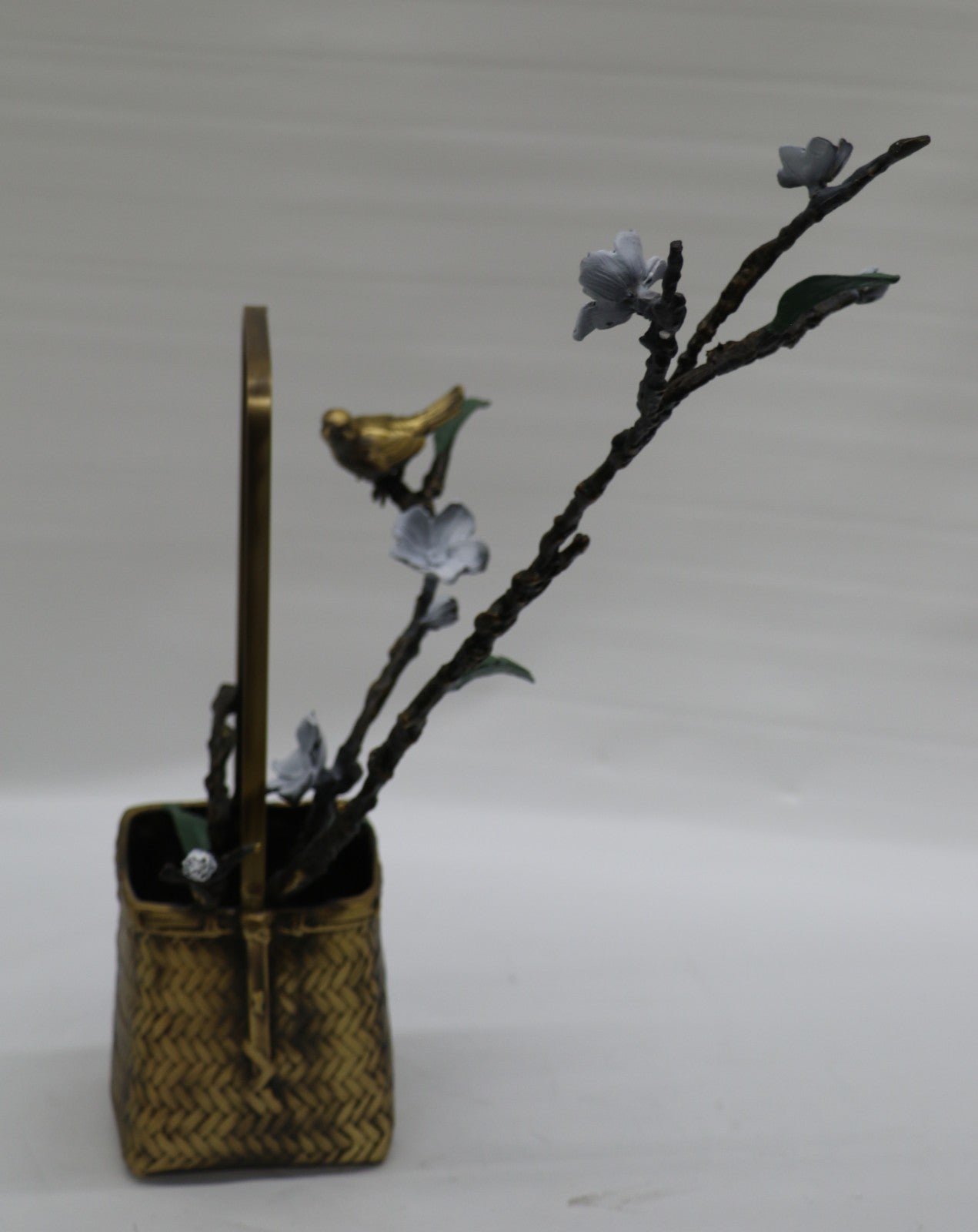 Jasmine Sculpture - Vibrant Flower 100% Bronze Sculpture with a Gorgeous Bird