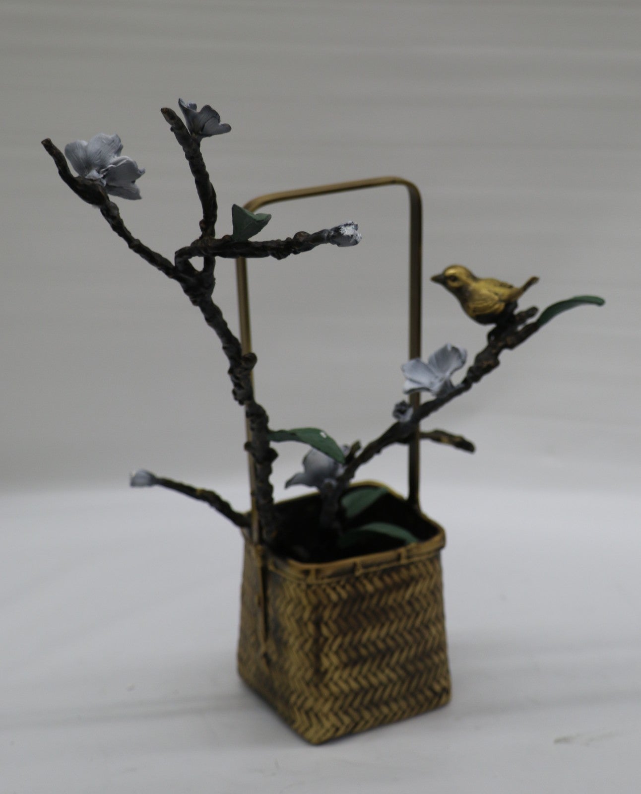 Jasmine Sculpture - Vibrant Flower 100% Bronze Sculpture with a Gorgeous Bird