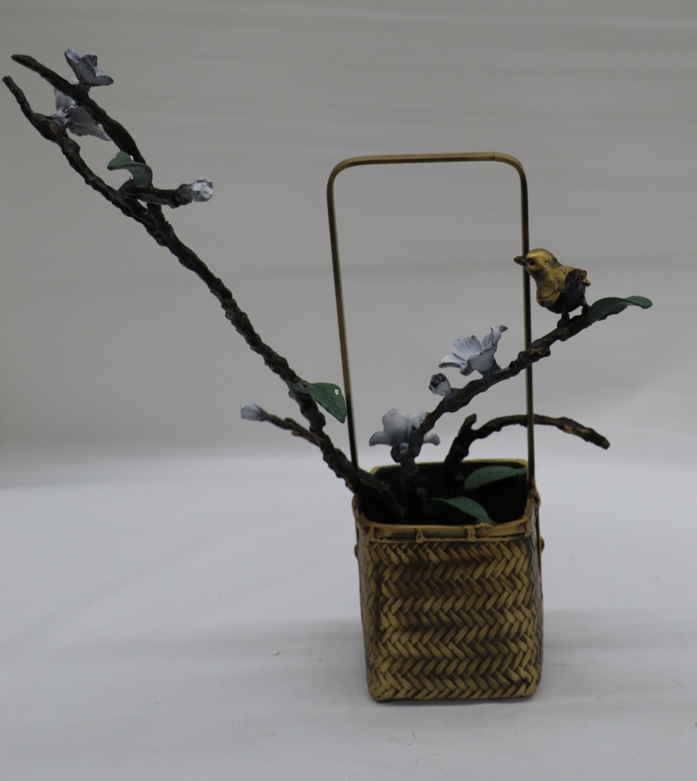 Jasmine Sculpture - Vibrant Flower 100% Bronze Sculpture with a Gorgeous Bird
