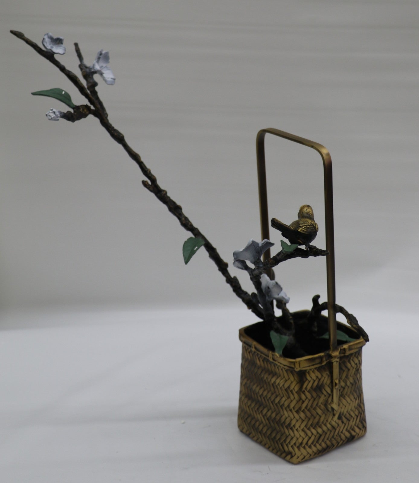 Jasmine Sculpture - Vibrant Flower 100% Bronze Sculpture with a Gorgeous Bird