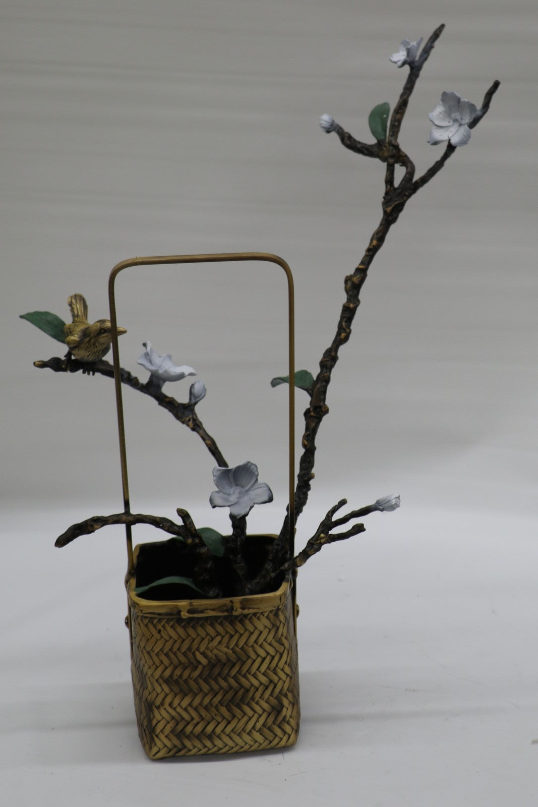 Jasmine Sculpture - Vibrant Flower 100% Bronze Sculpture with a Gorgeous Bird
