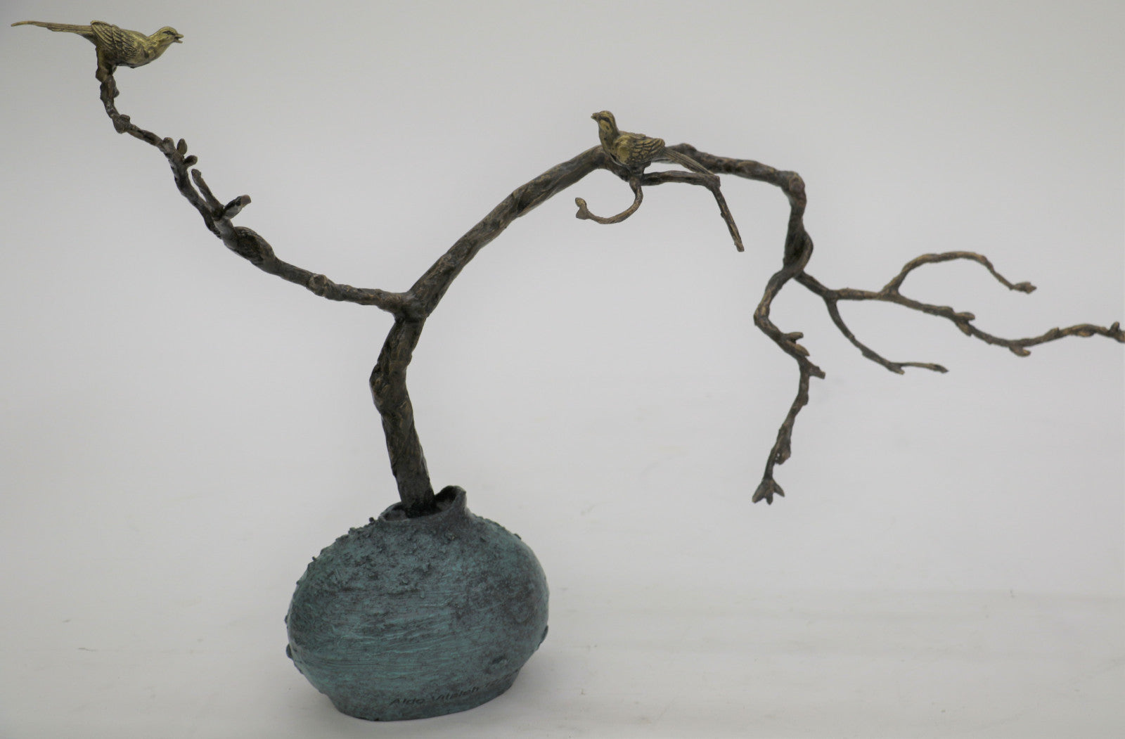 Art Deco/Nouveay by Lost Wax Method Numbered Edition Love Birds Bronze Sculpture Statue