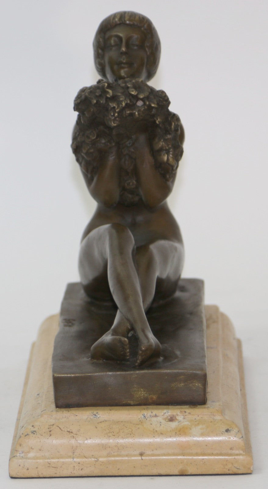 Bofill Art Nouveau Deco 100% Solid Bronze Statue The Flower Girl Figurine Figure