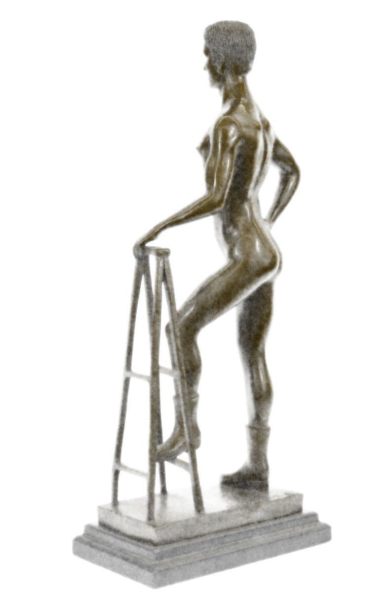 Gay Erotic Bronze Statue – Signed Nude Male Sculpture by Olaf Odegaard, Handmade Art Figurine