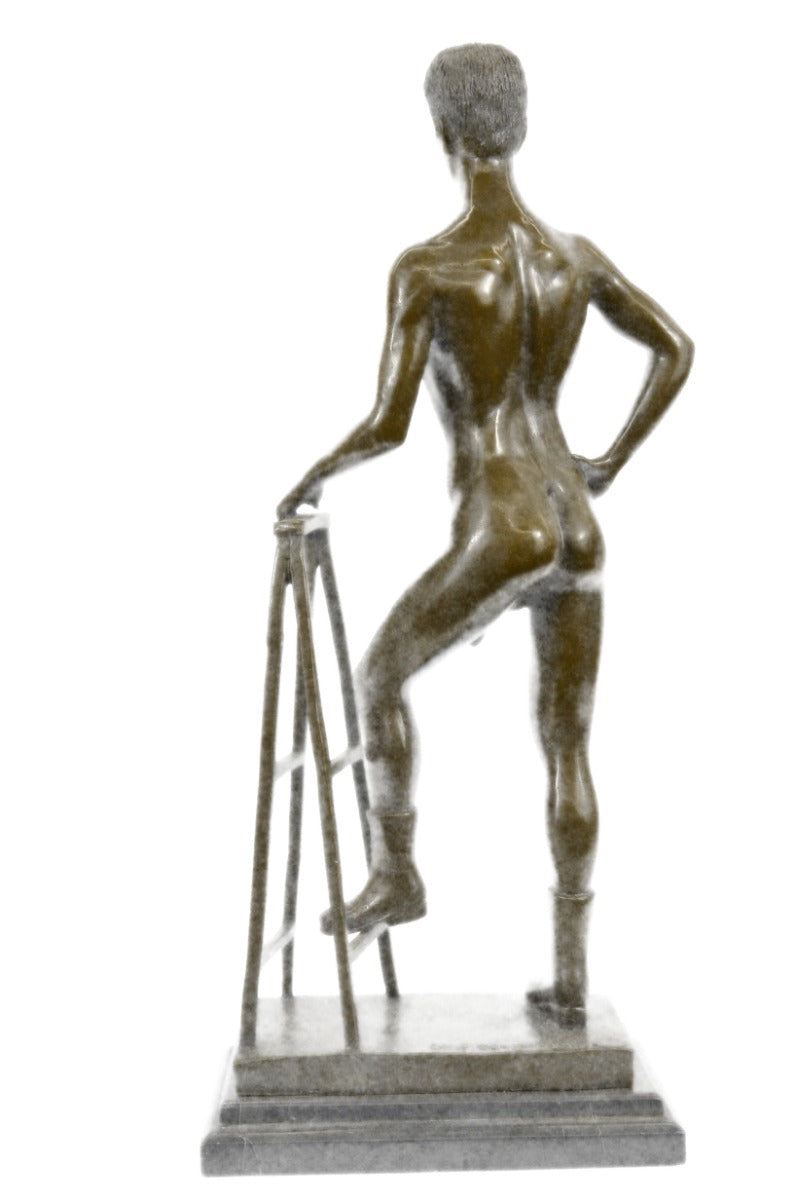 Gay Erotic Bronze Statue – Signed Nude Male Sculpture by Olaf Odegaard, Handmade Art Figurine