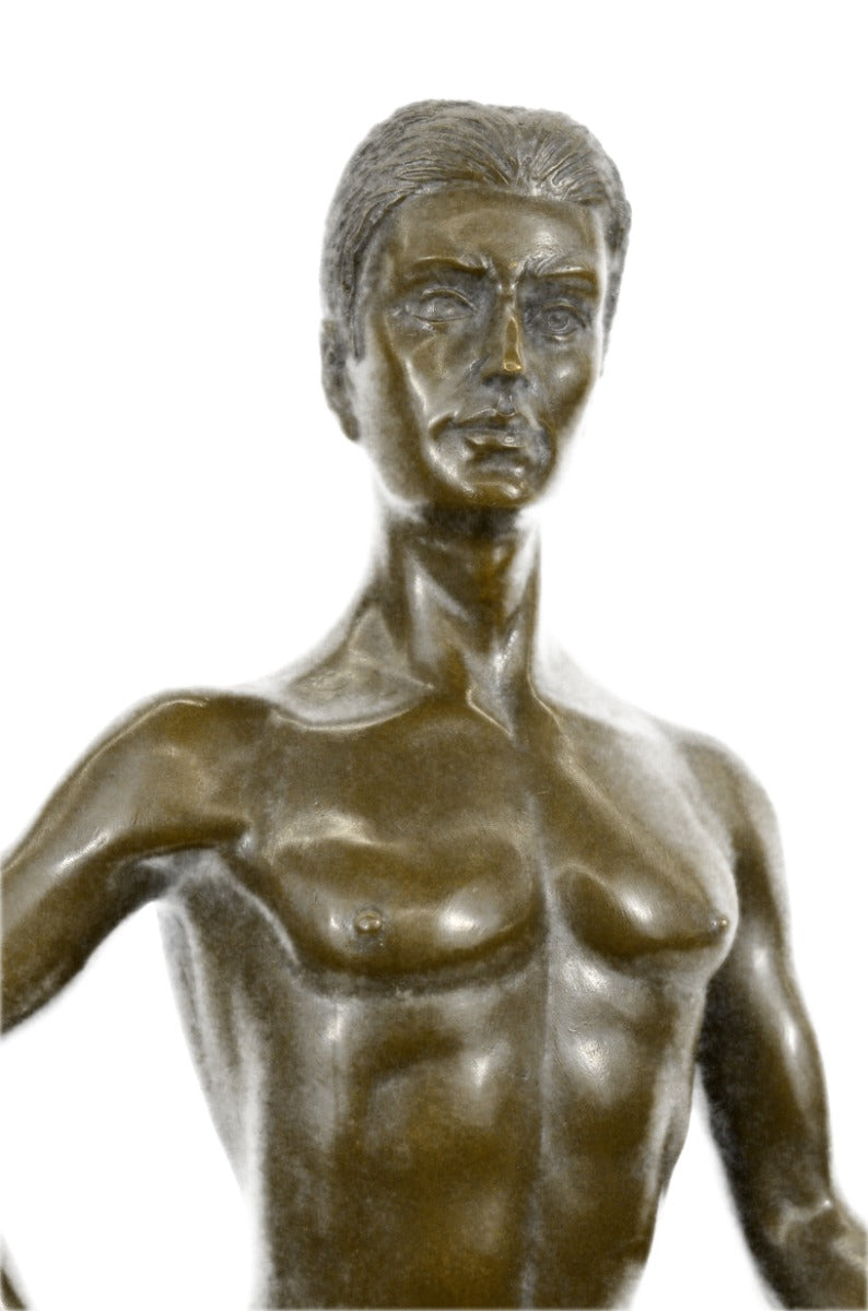 Gay Erotic Bronze Statue – Signed Nude Male Sculpture by Olaf Odegaard, Handmade Art Figurine