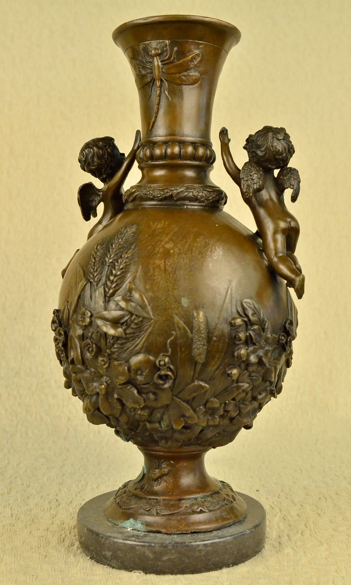 Handcrafted Baby Cherub Angel putti Vase Urn Home Office Decoration Bronze Sale