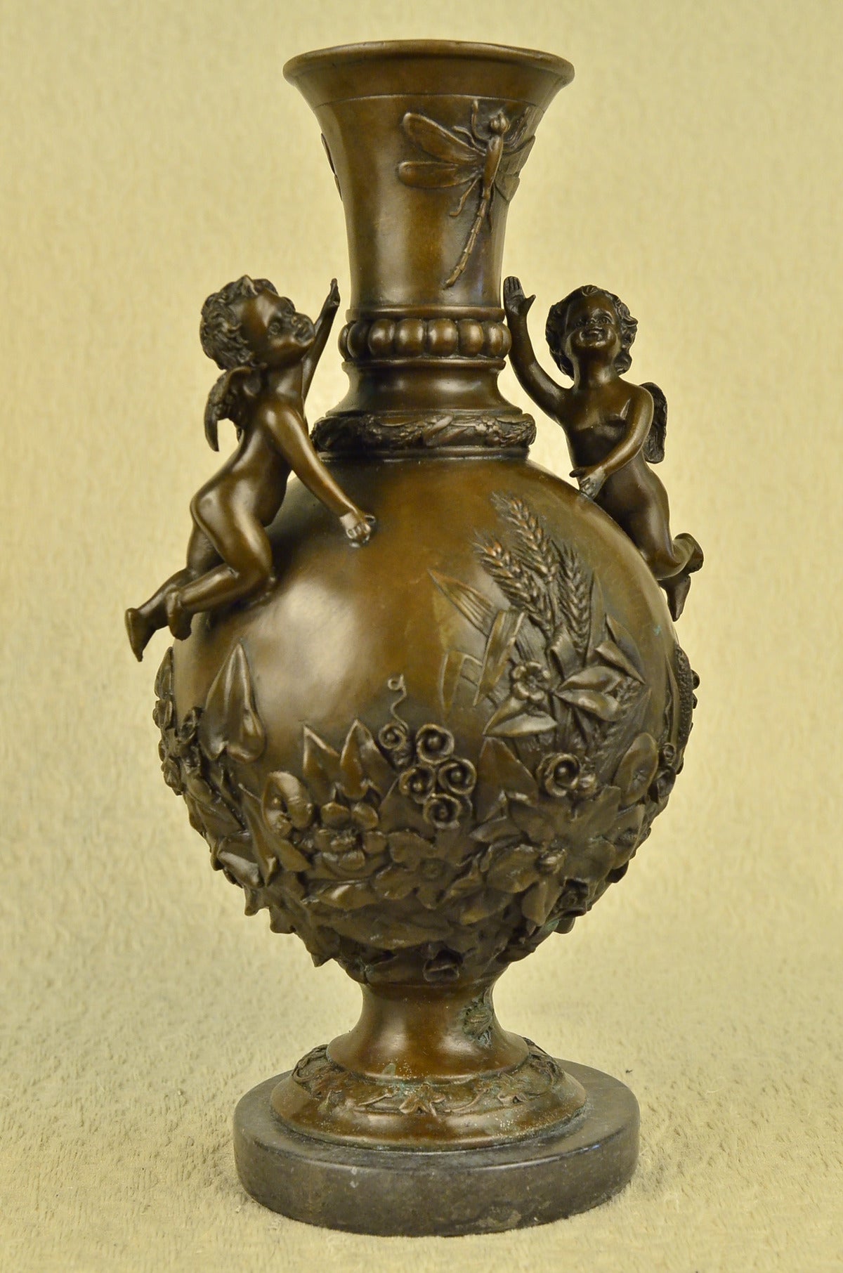 Handcrafted Baby Cherub Angel putti Vase Urn Home Office Decoration Bronze Sale