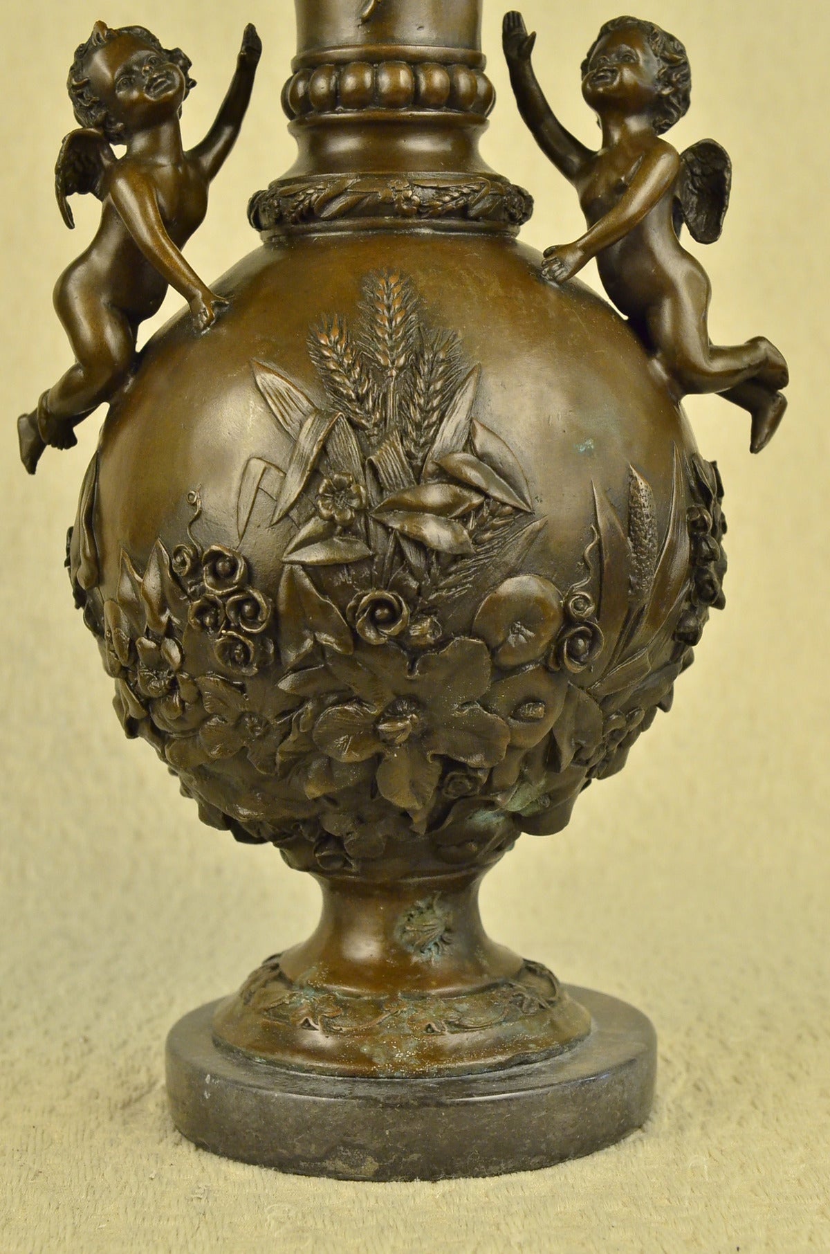 Handcrafted Baby Cherub Angel putti Vase Urn Home Office Decoration Bronze Sale
