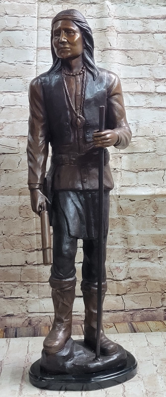 Buy SITTING BULL Bronze Sculpture – 31" Tall Native American Chief Statue for Sale | Handcrafted Masterpiece by C.M. Russell