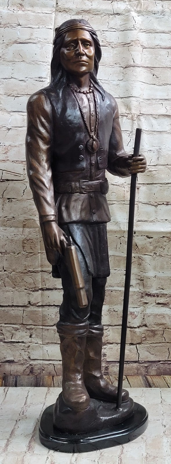 SITTING BULL Bronze Sculpture American Indian Chief. 31" Tall Sculpture