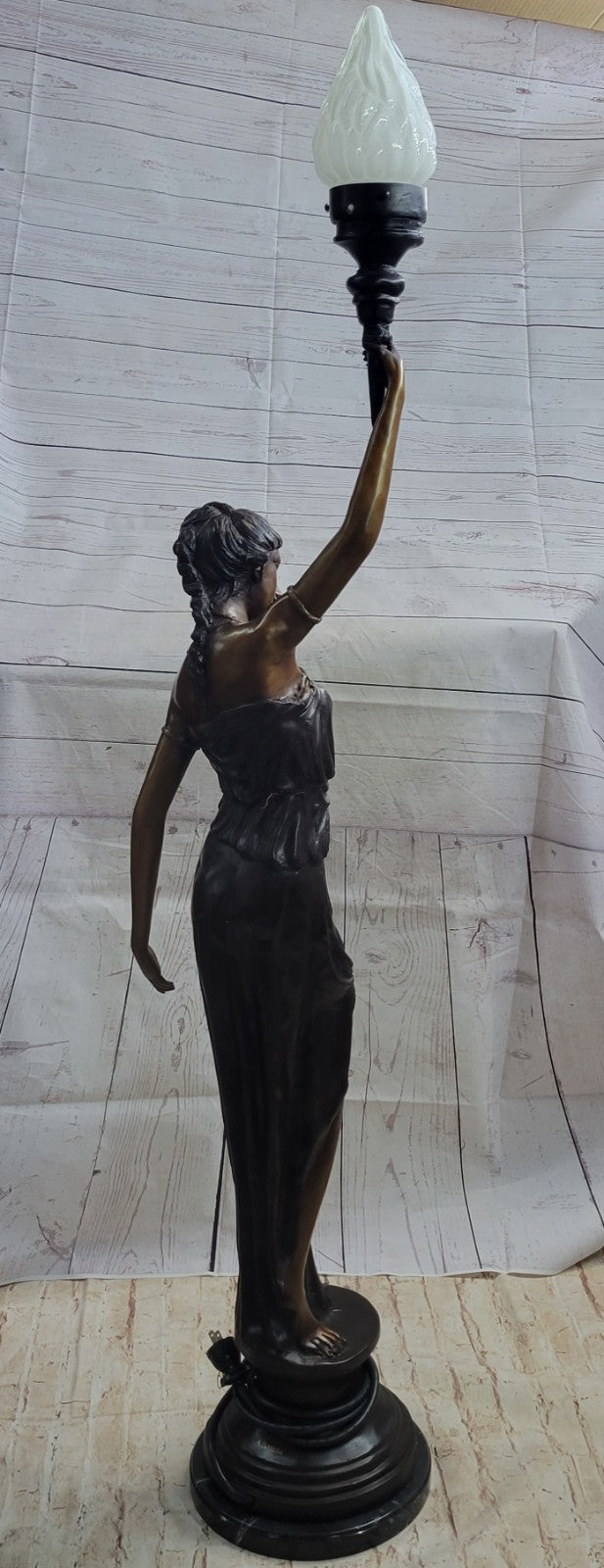 Buy Art Deco/Nouveau Bronze Sculpture Lamp – Tall French Woman Statue by Moreau, Hot Cast