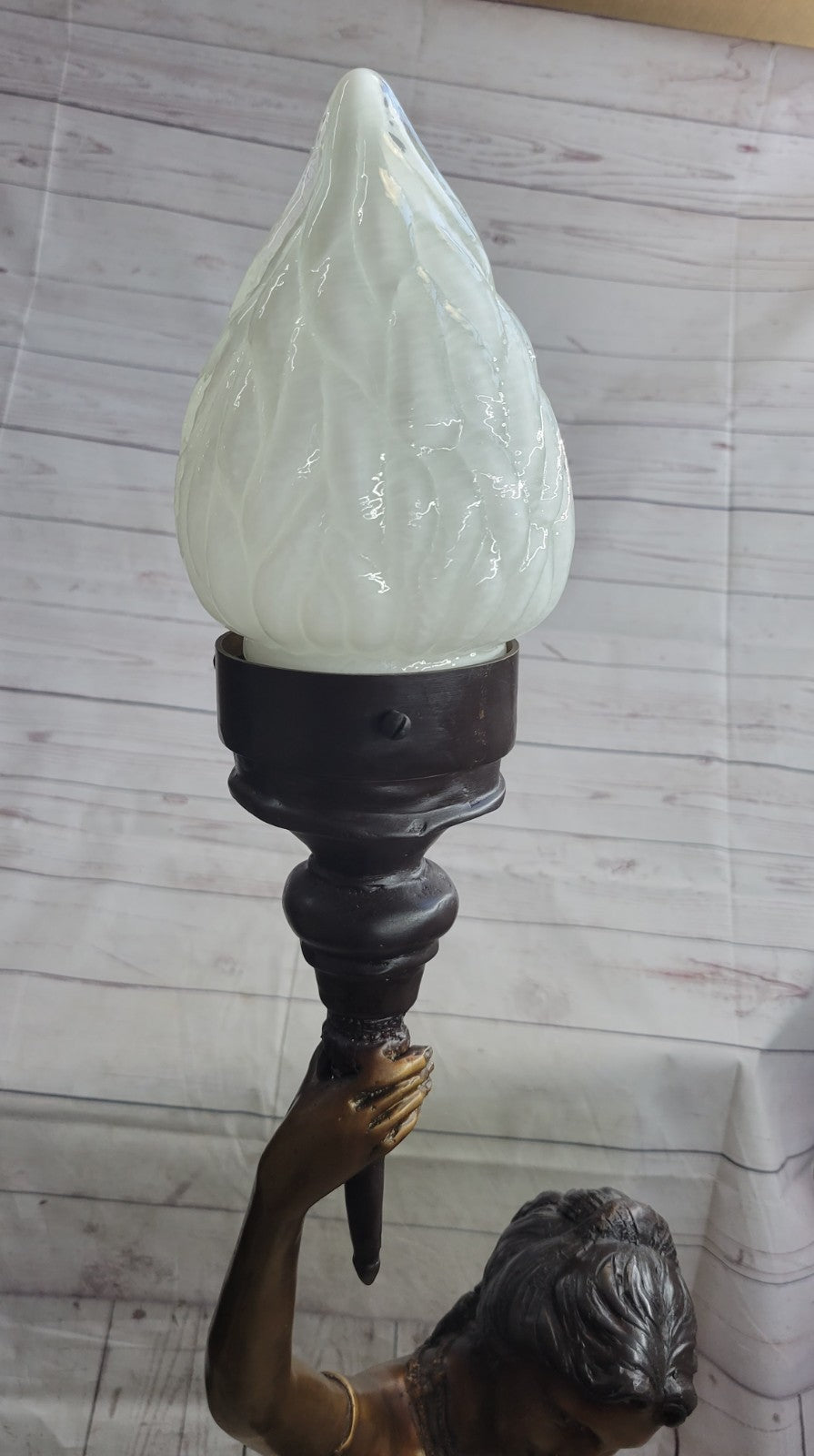 Buy Art Deco/Nouveau Bronze Sculpture Lamp – Tall French Woman Statue by Moreau, Hot Cast