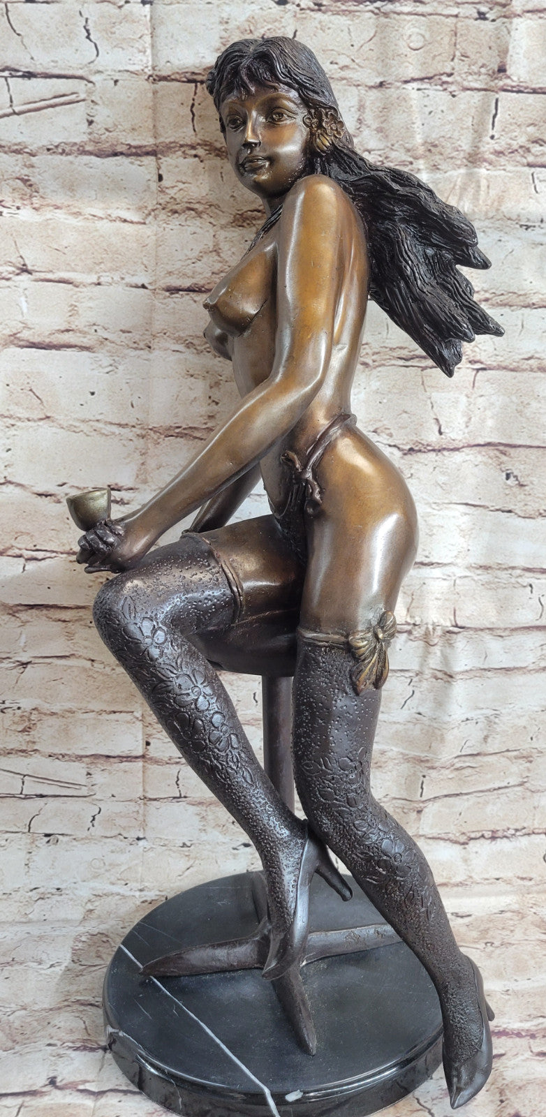 Buy Collett Signed Bronze Nude Woman Sculpture – Limited Edition Marble Base Figurine for Home & Office