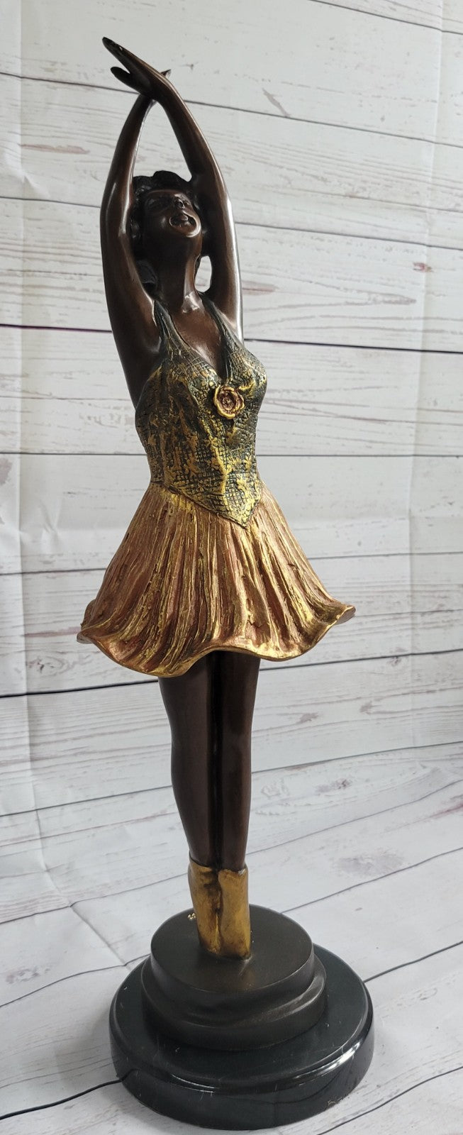 Hot CAST BRONZE MARBLE FIGURINE GIRL BALLERINA-SIGNED SCULPTURE FIGURE
