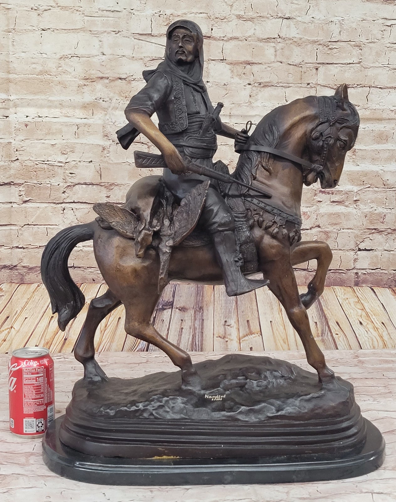 Limited Edition Arabian Horseman with Gun Bronze Sculpture by Nardini Hot Cast