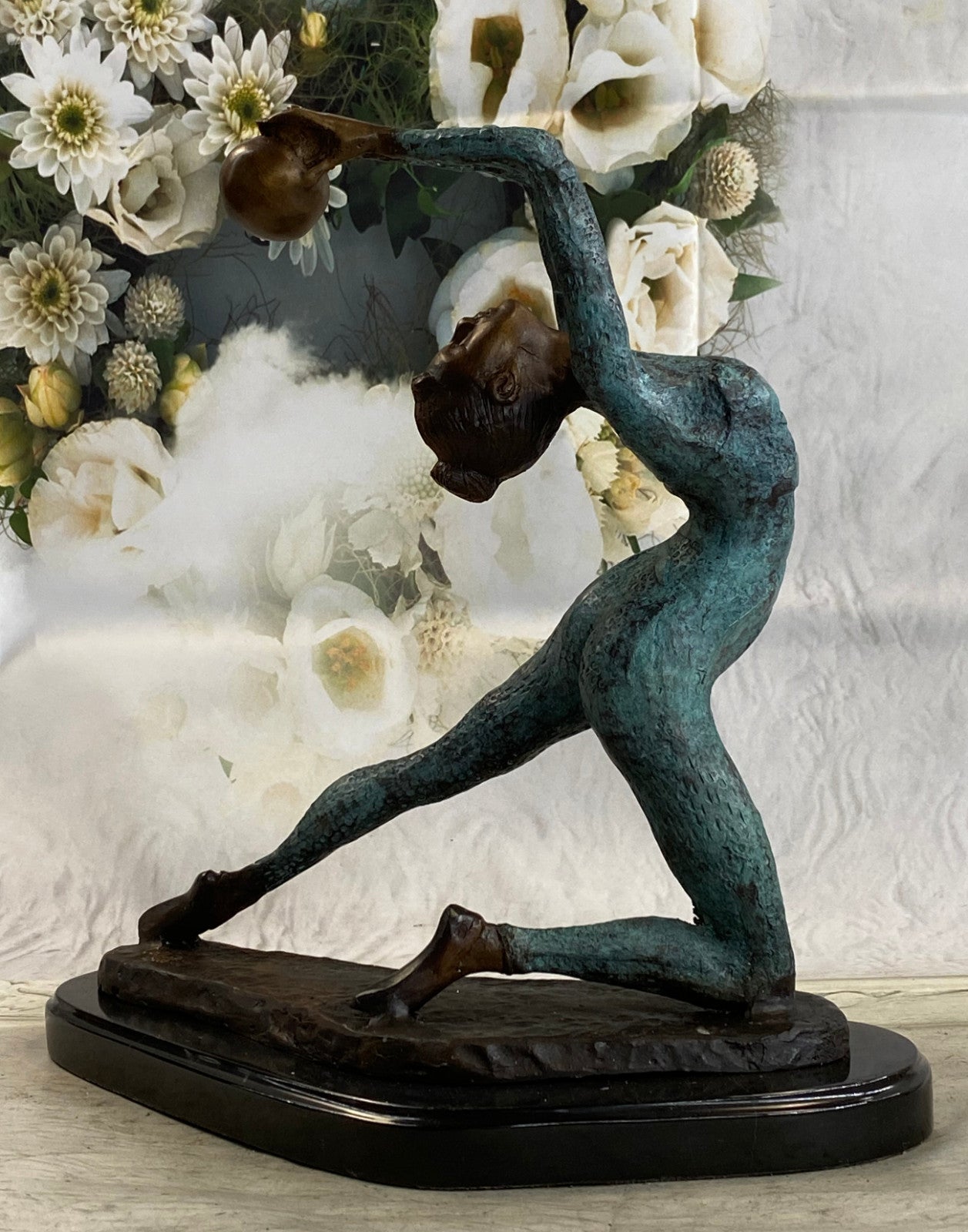 Lovely Vintage Deco French Bronze Nude Female Gymnast Acrobat Statue LTD EDTION