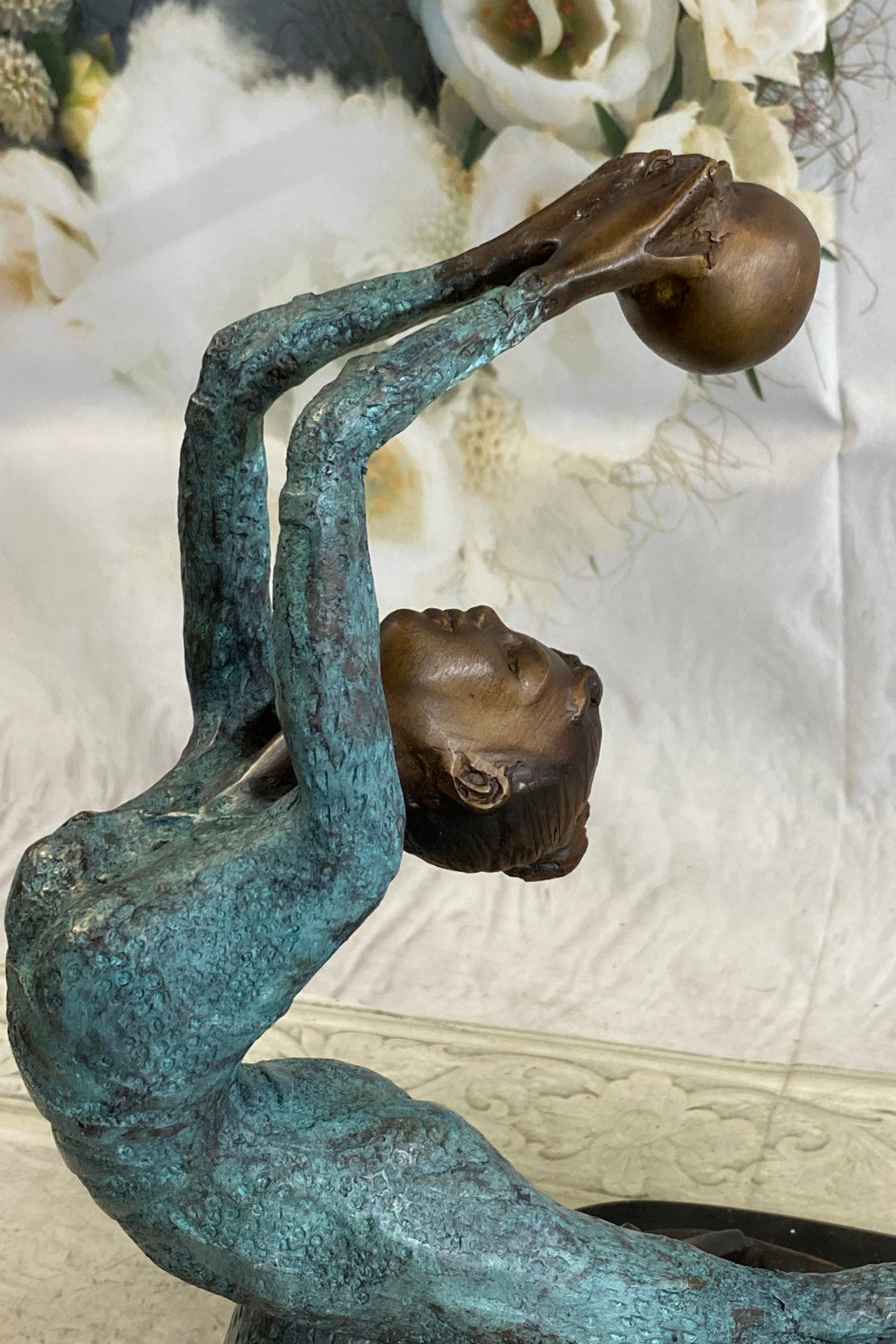 Lovely Vintage Deco French Bronze Nude Female Gymnast Acrobat Statue LTD EDTION