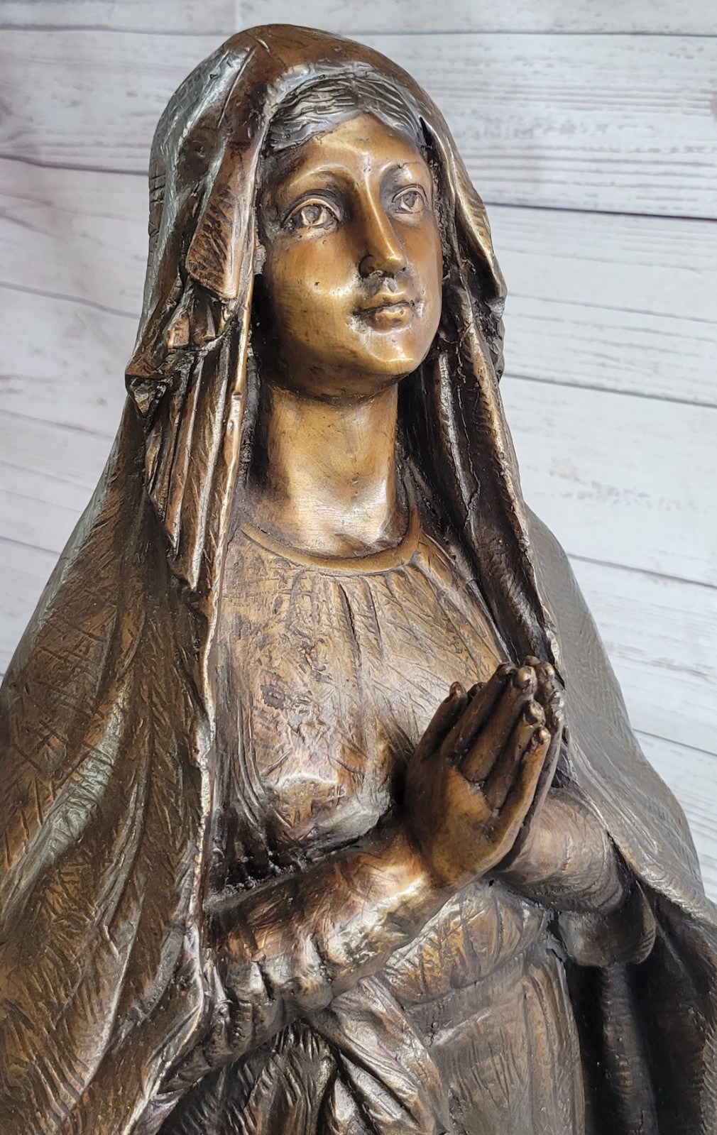 32" Tall Madonna Virgin Mary Religious Catholic Jesus Mother Bronze Sculpture S