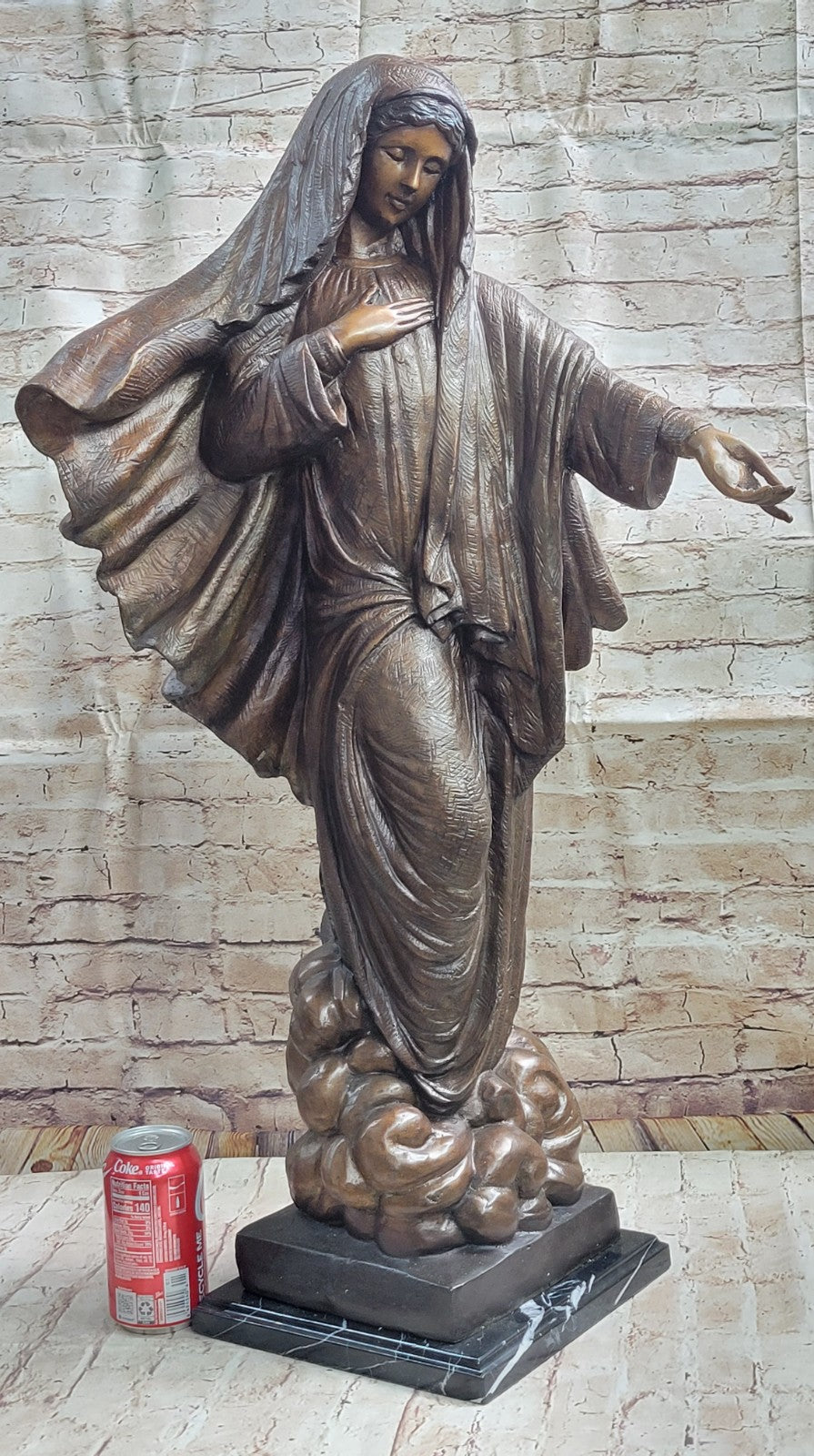 VINTAGE BRONZE ART NOUVEAU JESUS MARY CATHOLIC ICON HOT CAST SCULPTURE FIGURINE