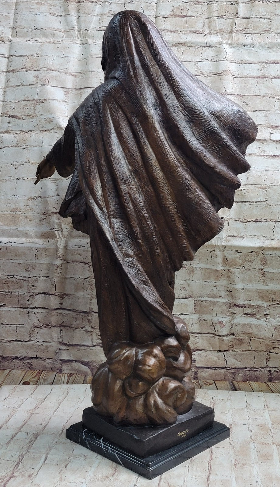 VINTAGE BRONZE ART NOUVEAU JESUS MARY CATHOLIC ICON HOT CAST SCULPTURE FIGURINE