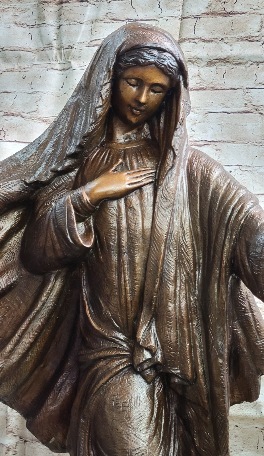 VINTAGE BRONZE ART NOUVEAU JESUS MARY CATHOLIC ICON HOT CAST SCULPTURE FIGURINE
