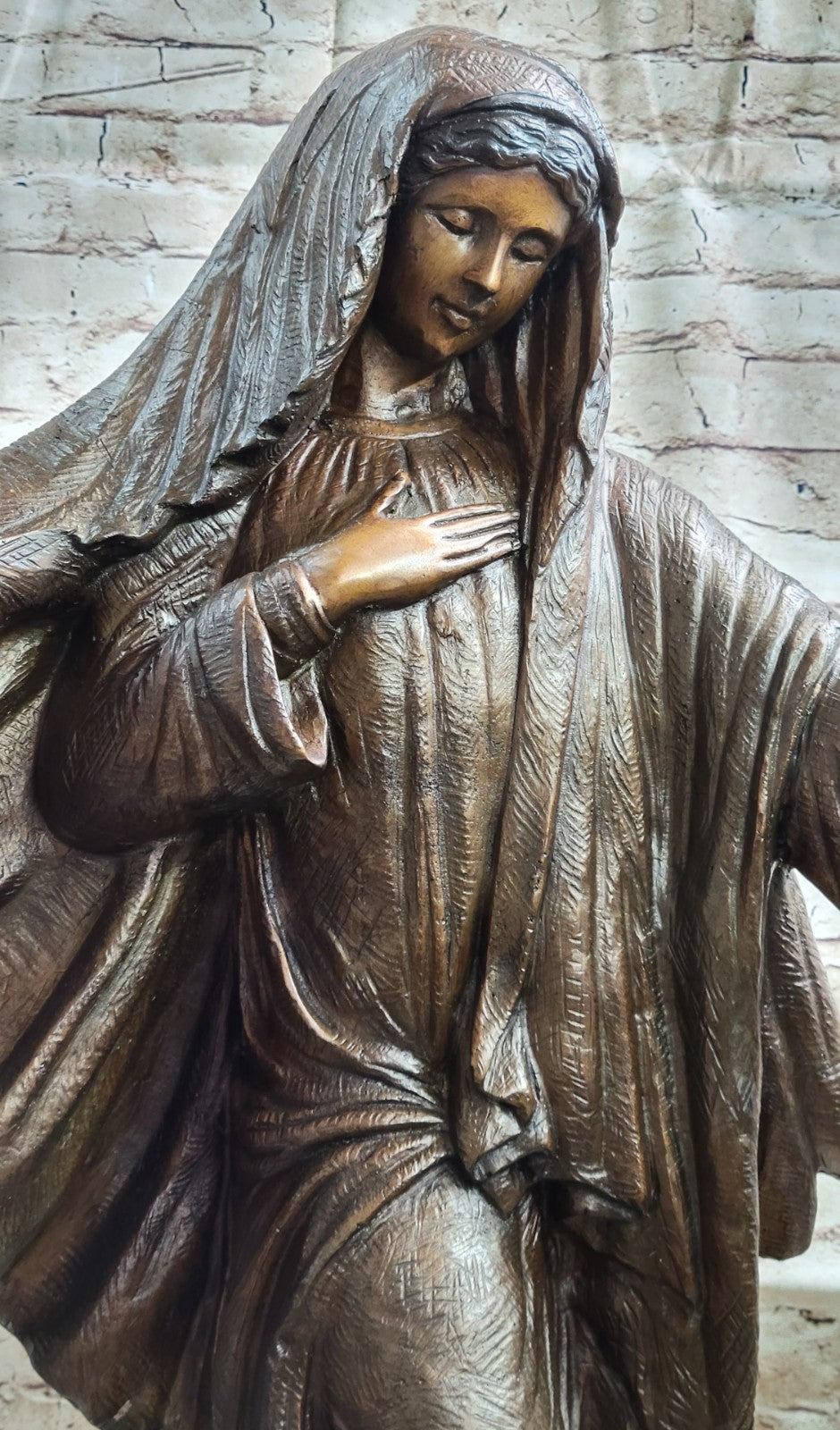 VINTAGE BRONZE ART NOUVEAU JESUS MARY CATHOLIC ICON HOT CAST SCULPTURE FIGURINE