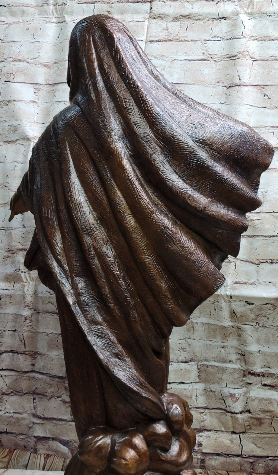 VINTAGE BRONZE ART NOUVEAU JESUS MARY CATHOLIC ICON HOT CAST SCULPTURE FIGURINE