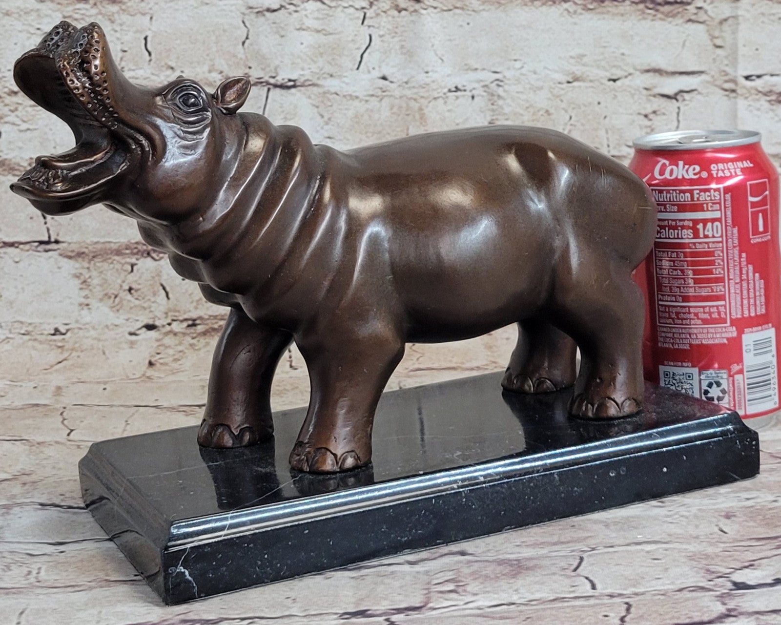 French Artist Mogniez`s Hippopotamus Bronze Sculpture Artwork Sale