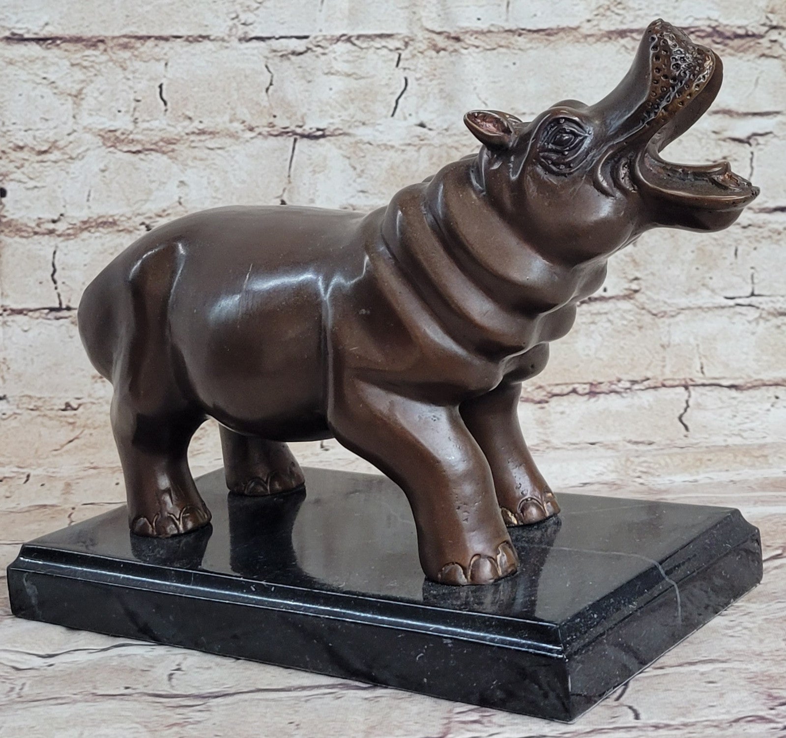 French Artist Mogniez`s Hippopotamus Bronze Sculpture Artwork Sale