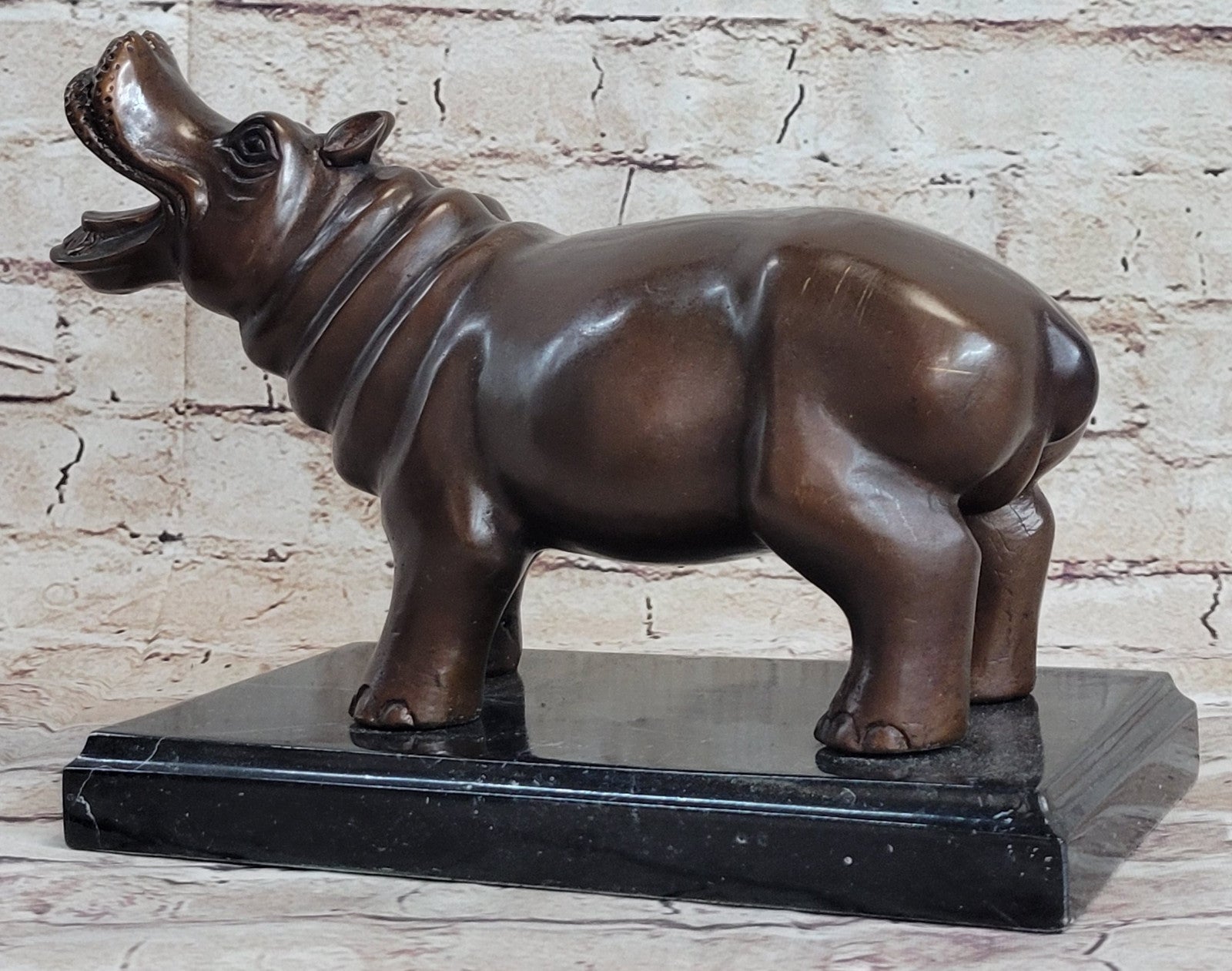 French Artist Mogniez`s Hippopotamus Bronze Sculpture Artwork Sale