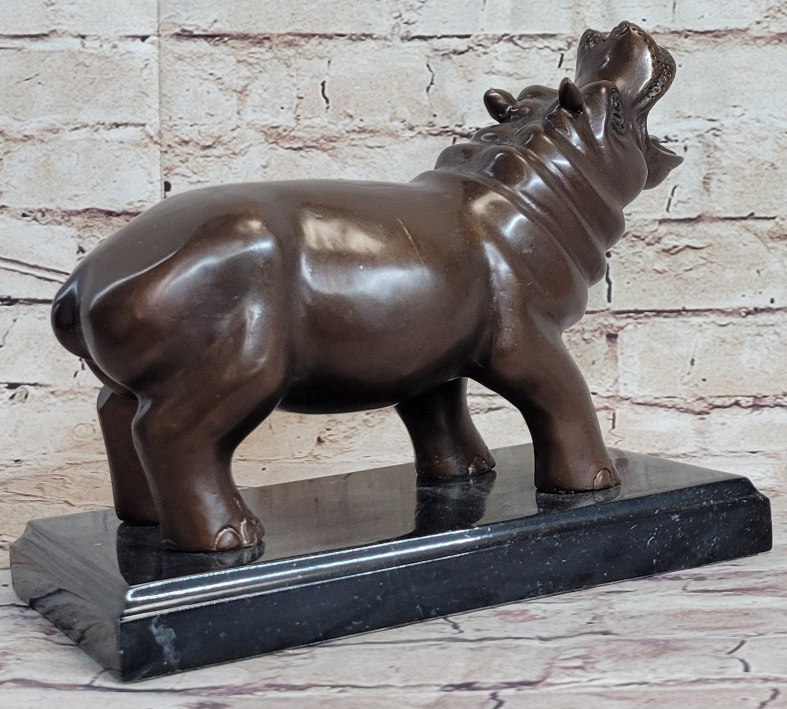French Artist Mogniez`s Hippopotamus Bronze Sculpture Artwork Sale