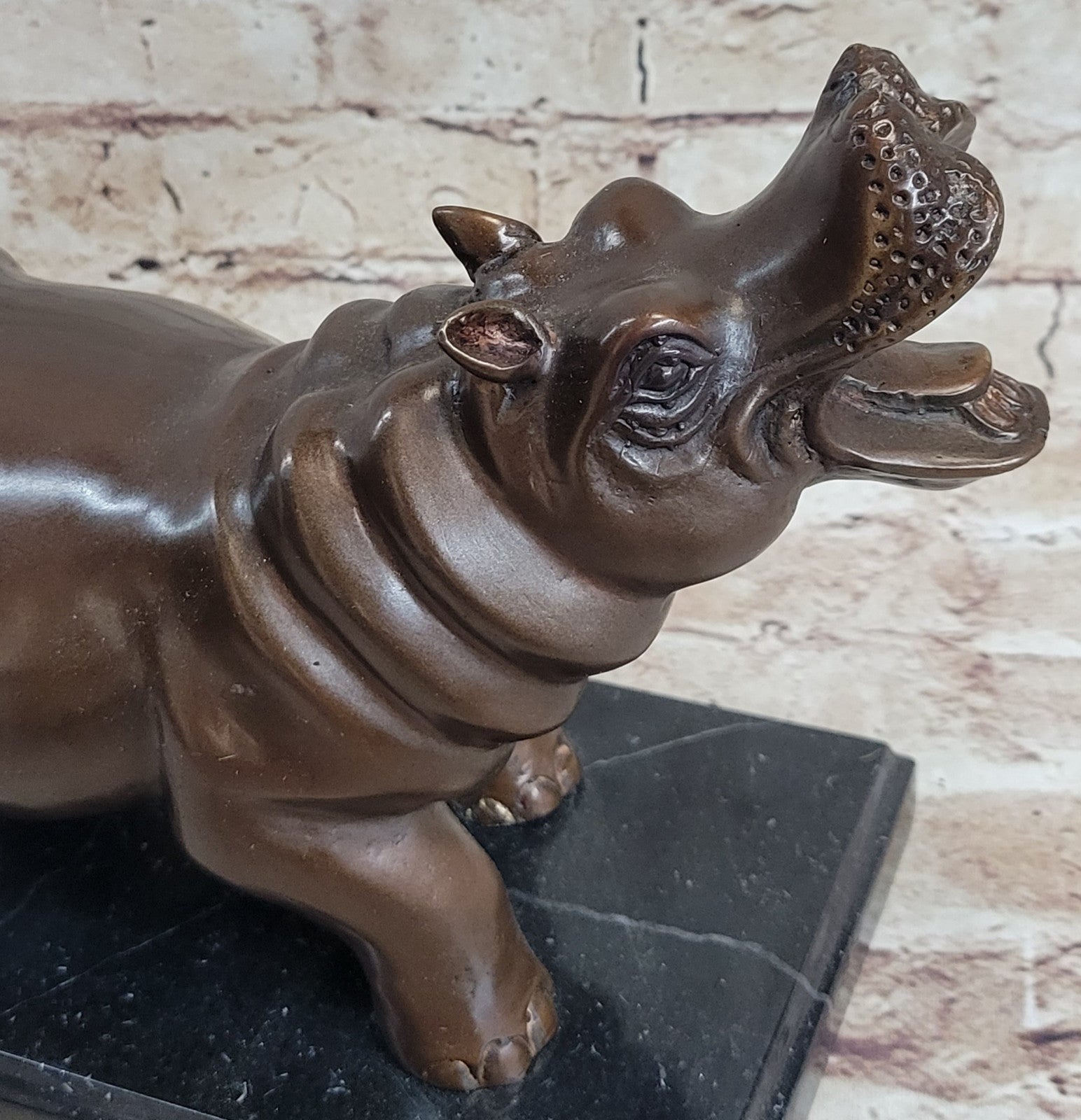 French Artist Mogniez`s Hippopotamus Bronze Sculpture Artwork Sale