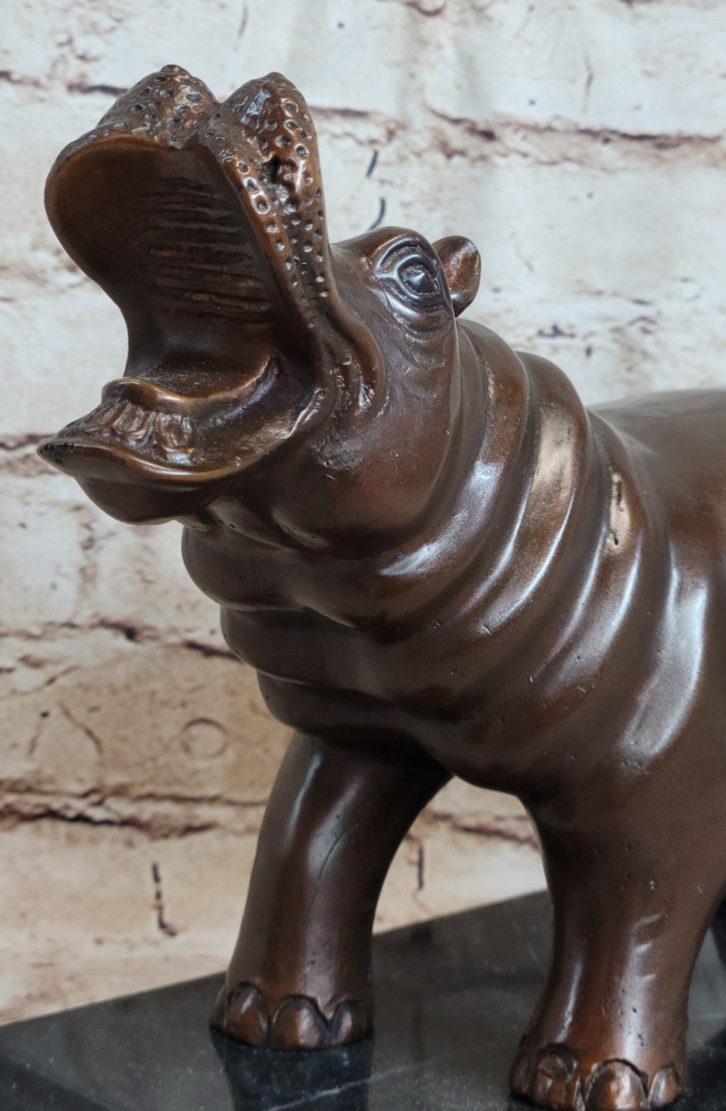 French Artist Mogniez`s Hippopotamus Bronze Sculpture Artwork Sale