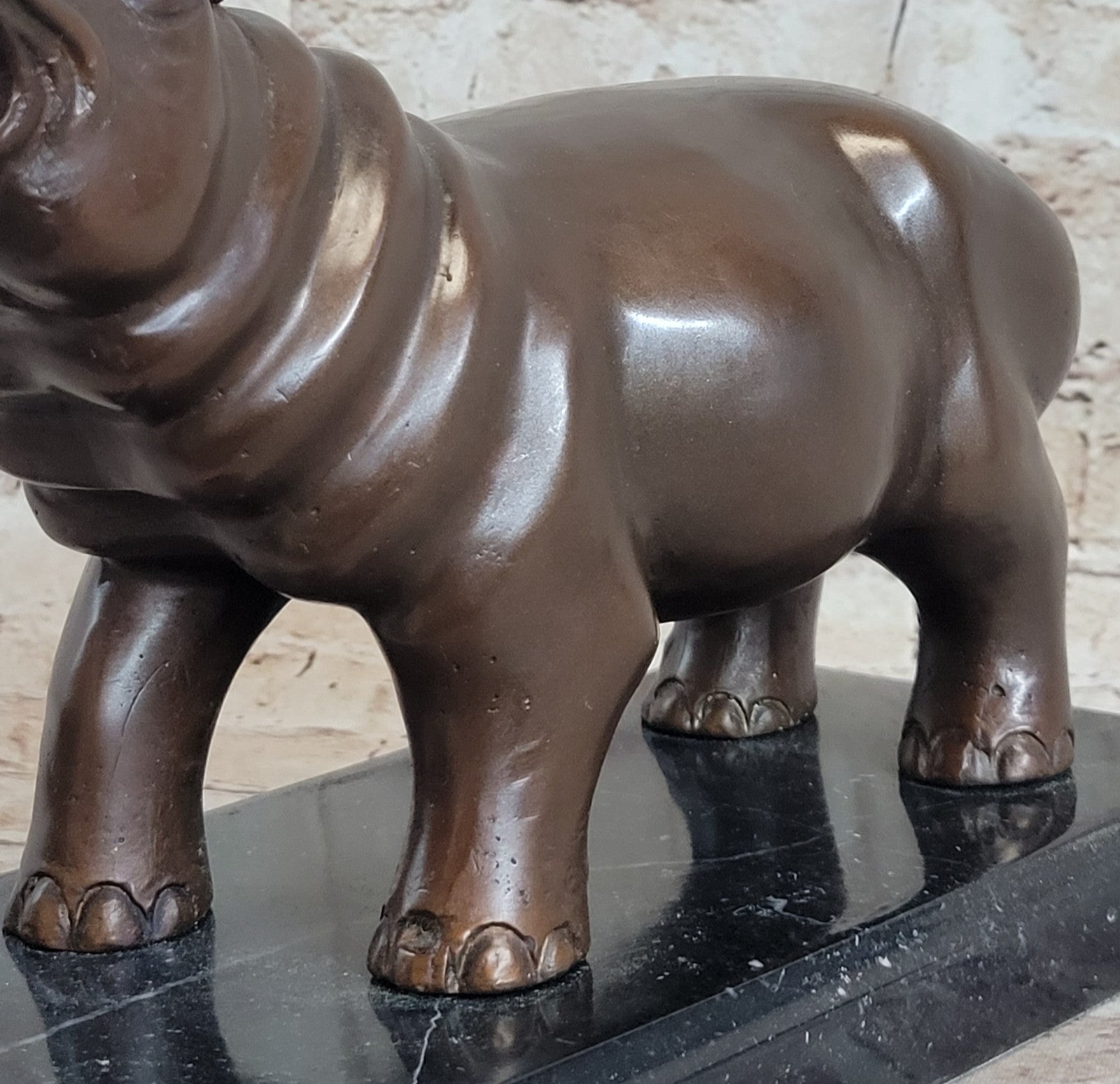 French Artist Mogniez`s Hippopotamus Bronze Sculpture Artwork Sale