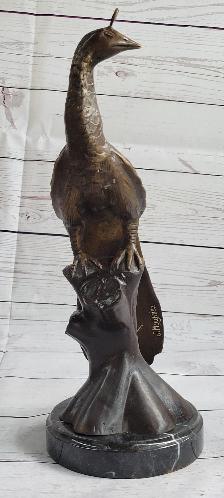 100% Pure Bronze Copper exquisite Carve peacock peafowl Bird Art statuary Figure