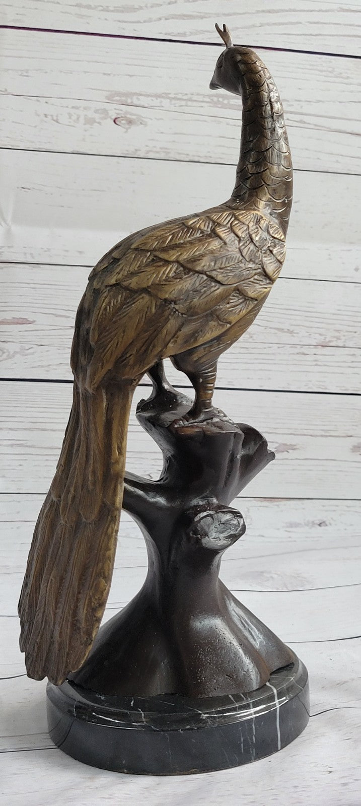 100% Pure Bronze Copper exquisite Carve peacock peafowl Bird Art statuary Figure