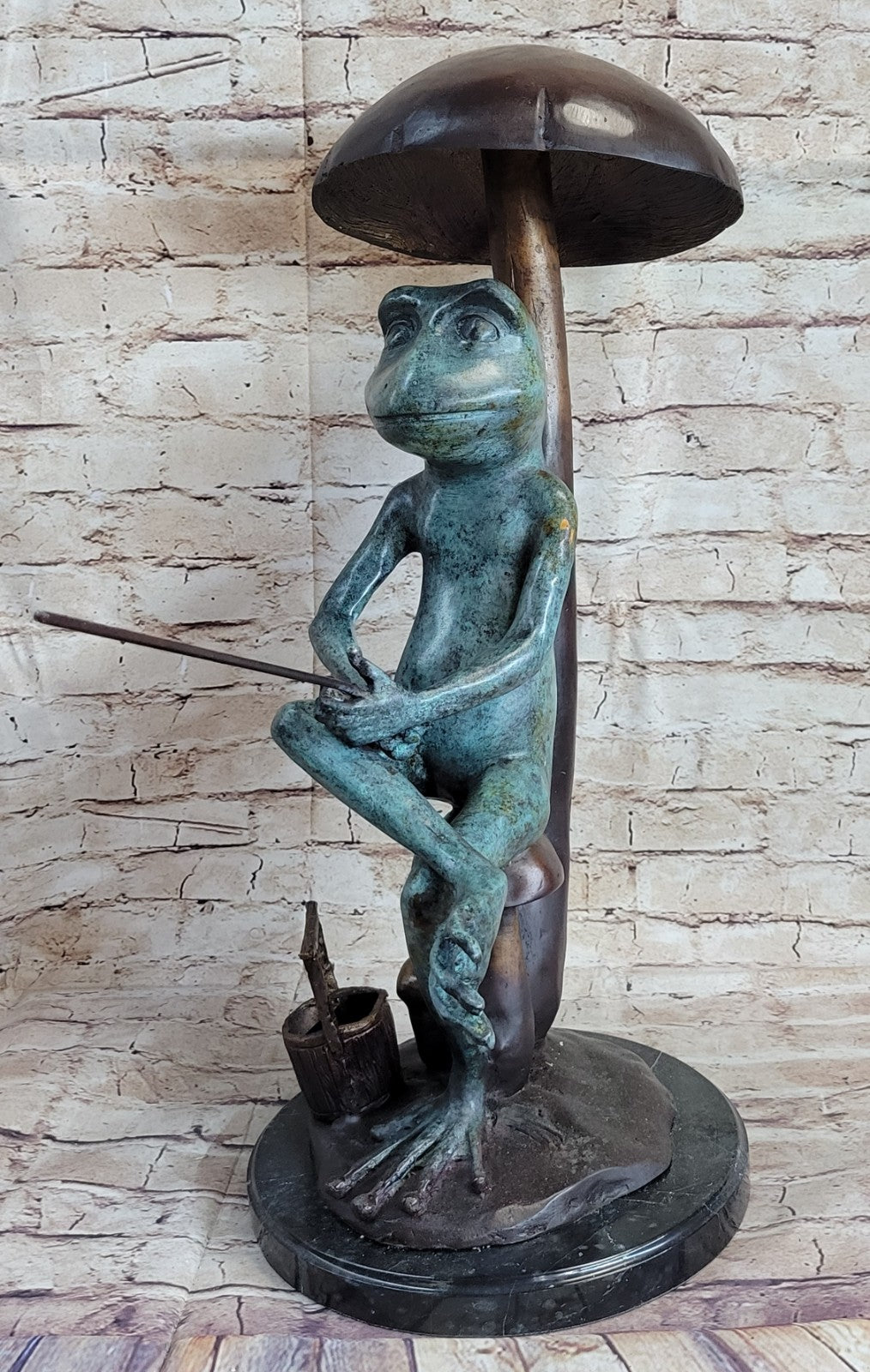 Frog Man Sculpture Statue Cute Figure And Green Patina Bronze Hot Cast Art Deco