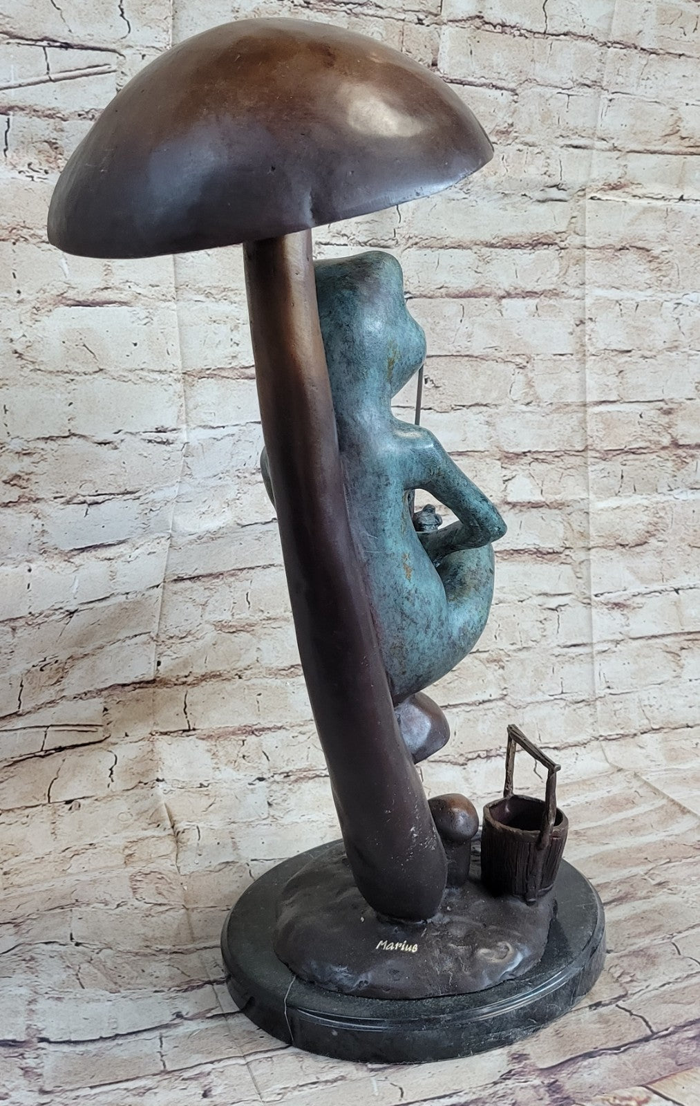 Frog Man Sculpture Statue Cute Figure And Green Patina Bronze Hot Cast Art Deco