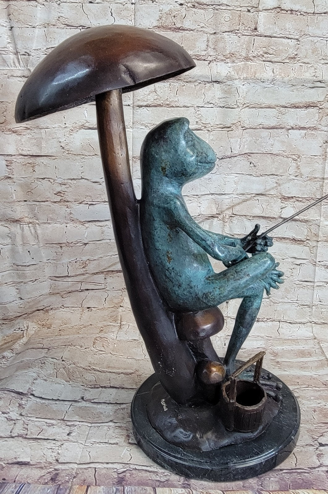 Frog Man Sculpture Statue Cute Figure And Green Patina Bronze Hot Cast Art Deco
