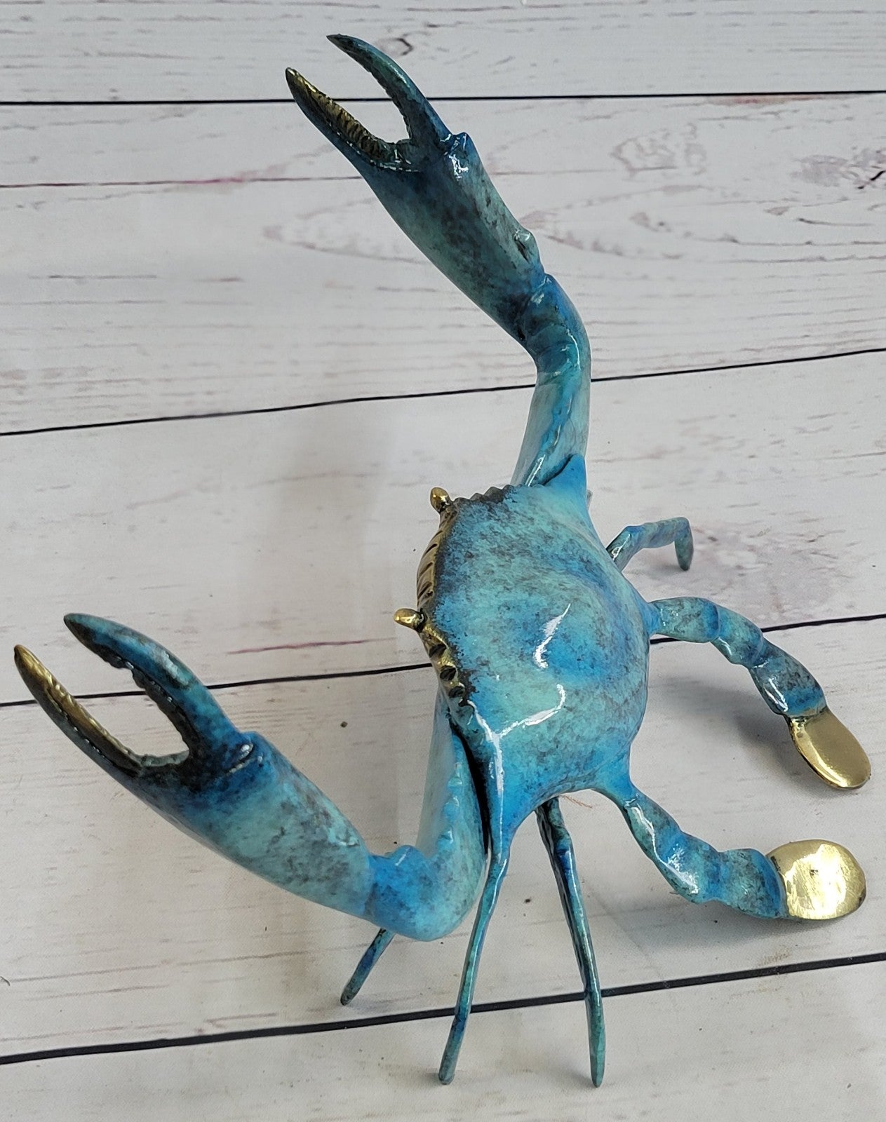 Vintage Metal Bronze European Articulated Crab Signed Marius Handcrafted Figure