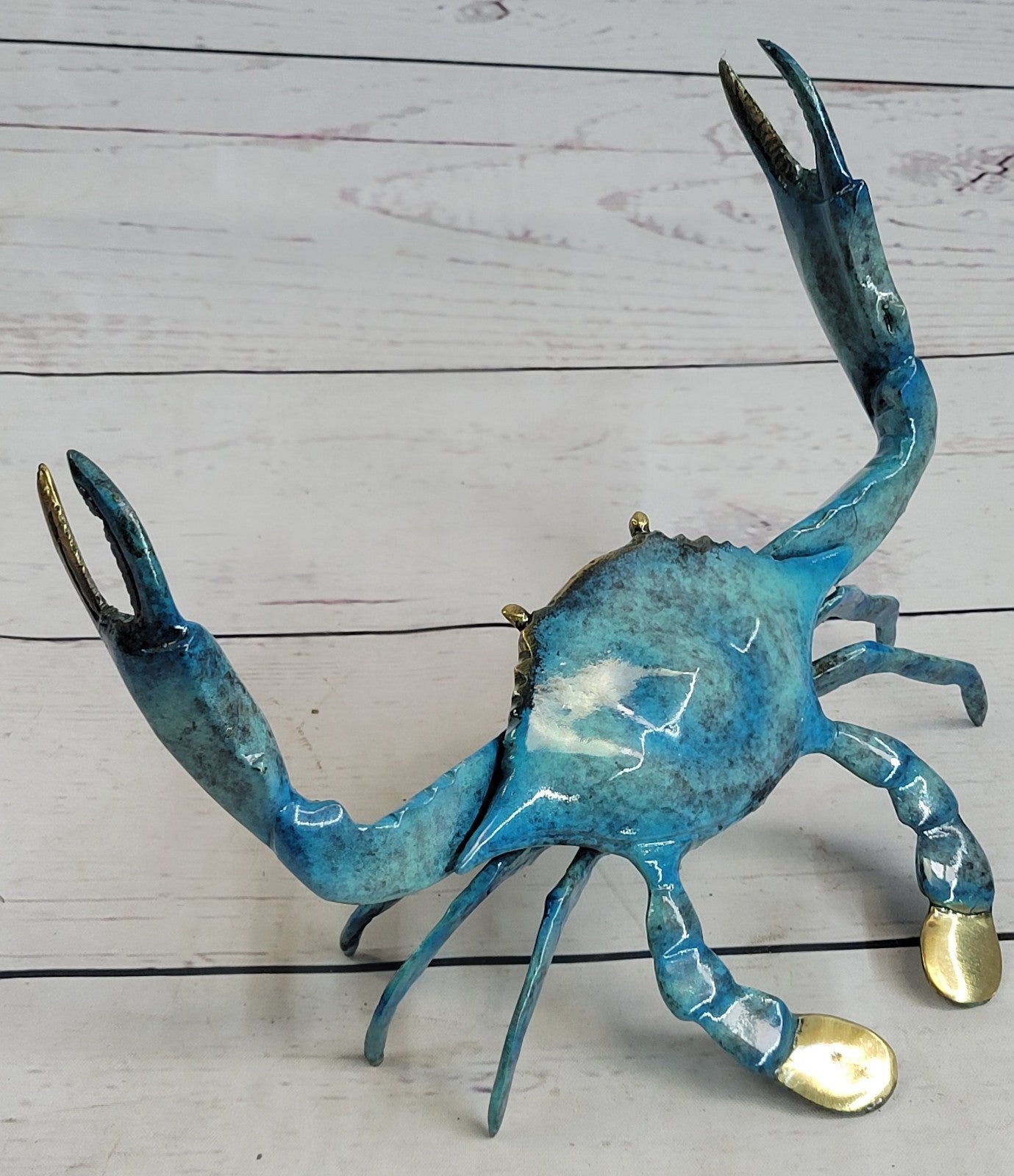 Vintage Metal Bronze European Articulated Crab Signed Marius Handcrafted Figure